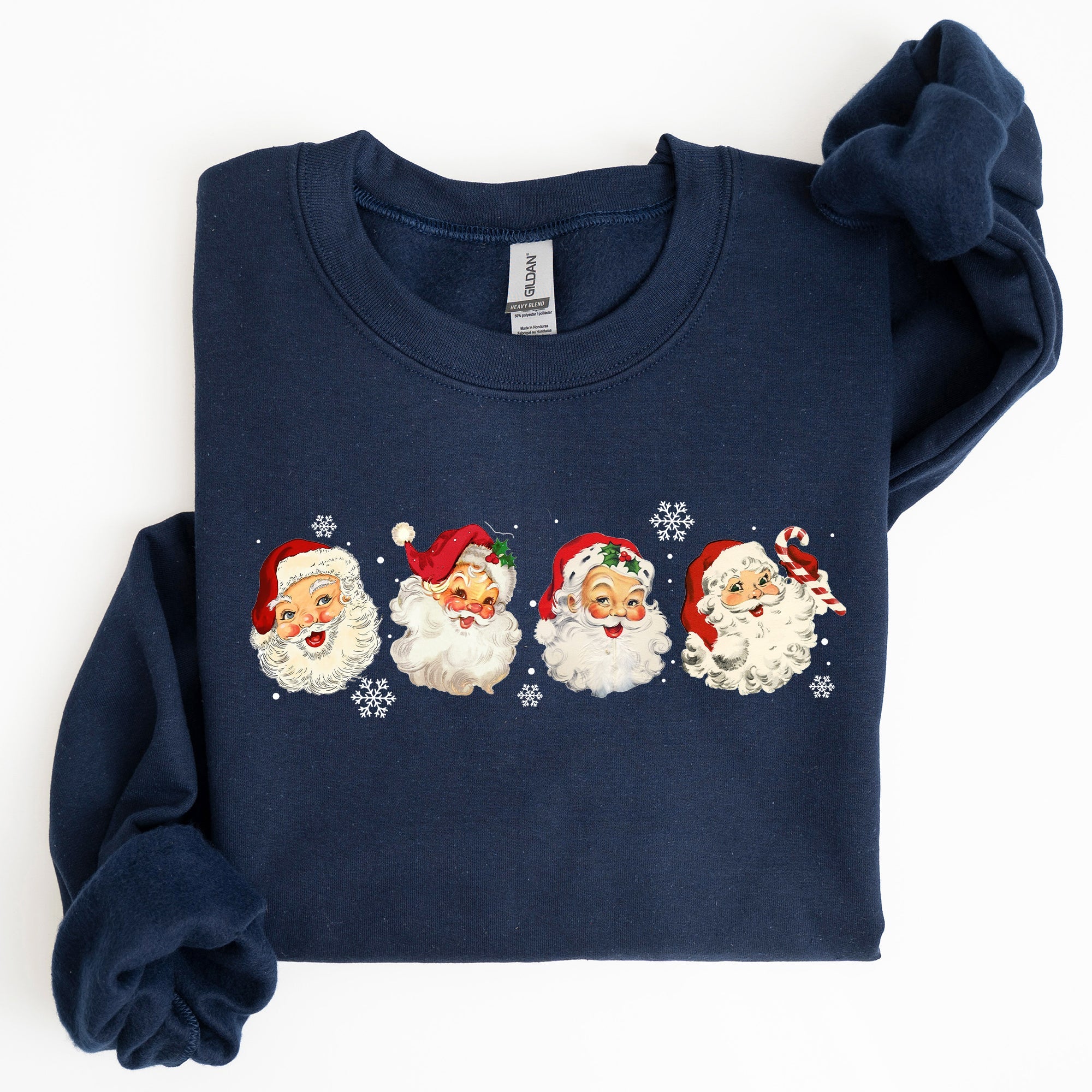 Retro Santas In A Row Christmas Winter Xmas Festive Parade Print Edition Sweatshirt