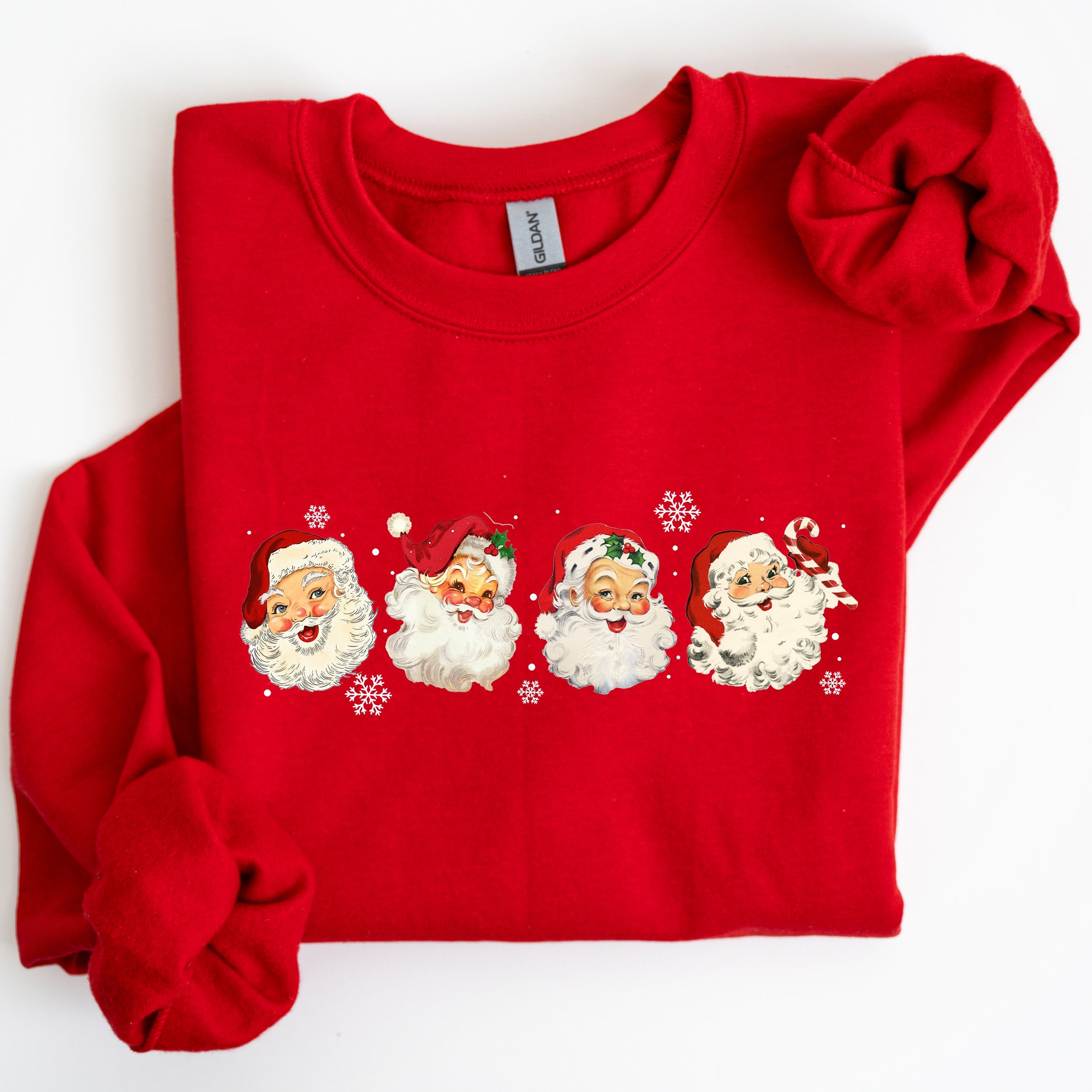 Retro Santas In A Row Christmas Winter Xmas Festive Parade Print Edition Sweatshirt