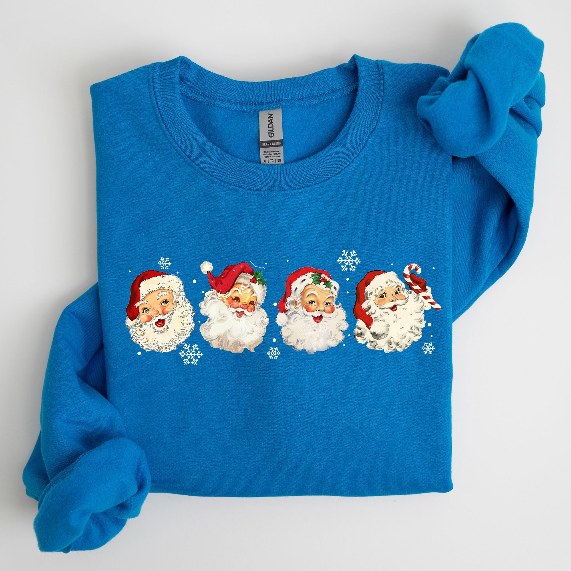 Retro Santas In A Row Christmas Winter Xmas Festive Parade Print Edition Sweatshirt