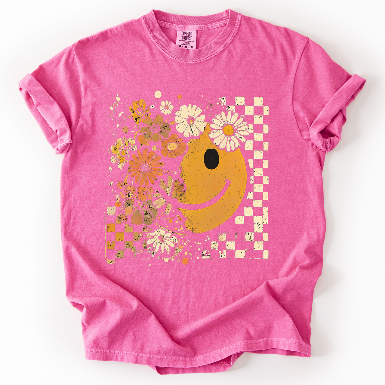 Mama Leopard Pumpkin Pattern Watercolor Bouquet Retro Smiley Halloween Autumn Flowers Comfort Colors Tee