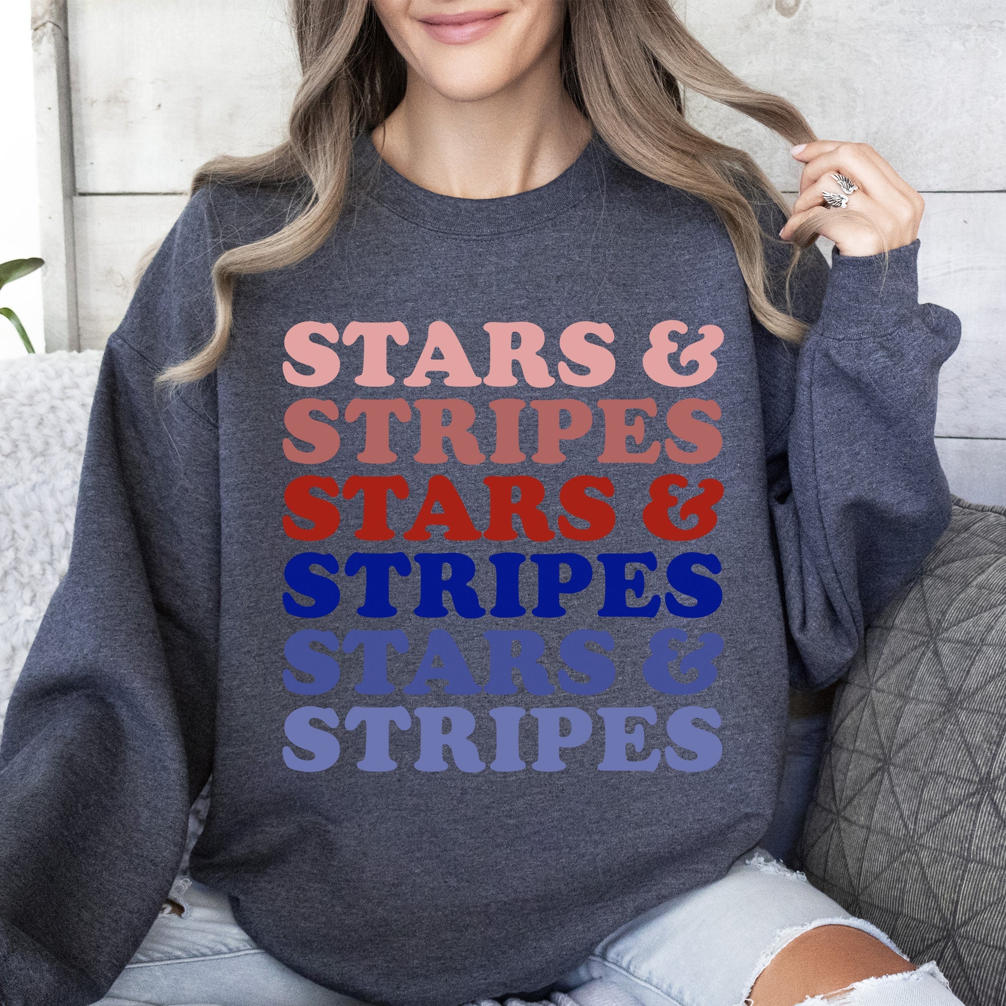 Retro Stars And Stripes Patriotic Fourth Of July Celebration Iconic American Flag Art Across Nation Sweatshirt