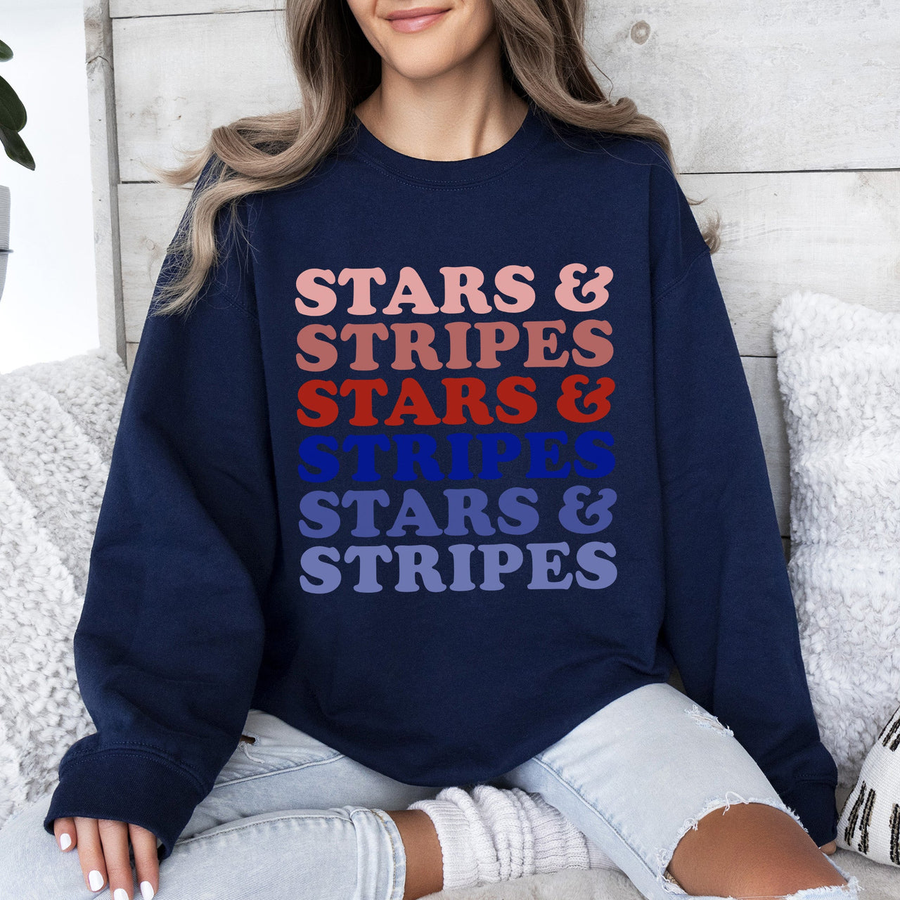 Retro Stars And Stripes Patriotic Fourth Of July Celebration Iconic American Flag Art Across Nation Sweatshirt
