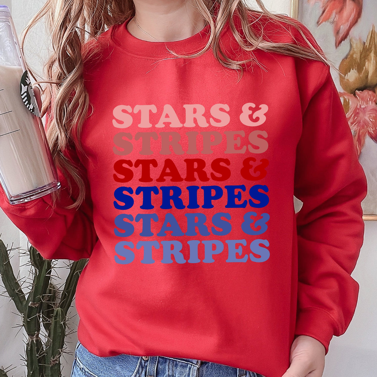 Retro Stars And Stripes Patriotic Fourth Of July Celebration Iconic American Flag Art Across Nation Sweatshirt