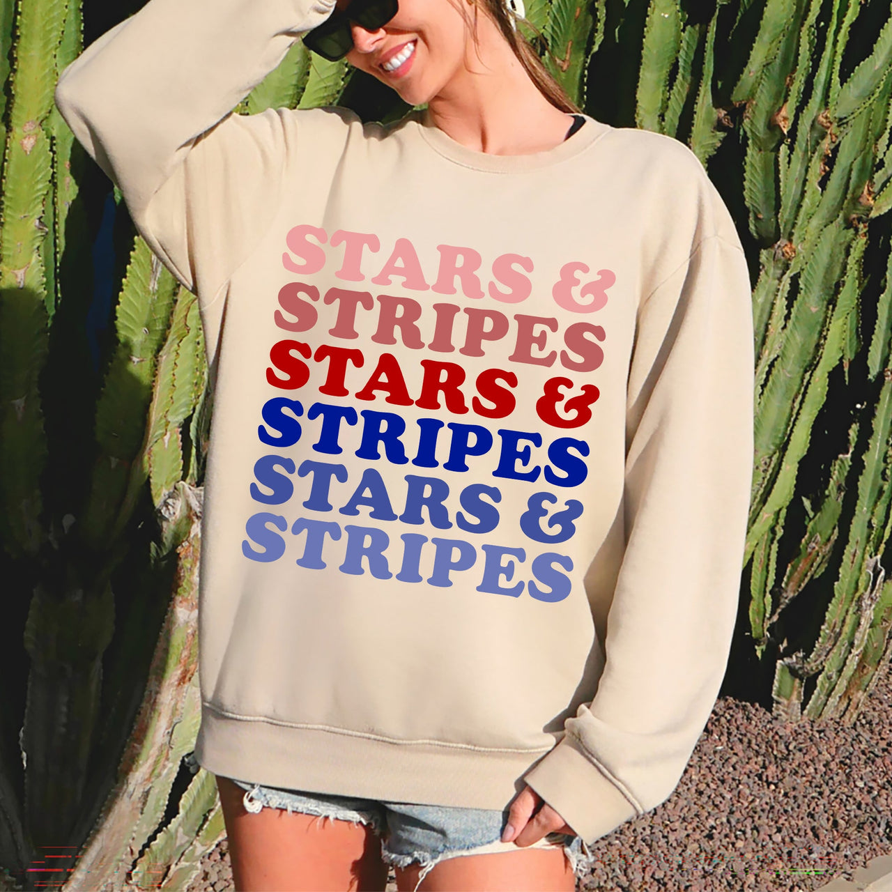 Retro Stars And Stripes Patriotic Fourth Of July Celebration Iconic American Flag Art Across Nation Sweatshirt