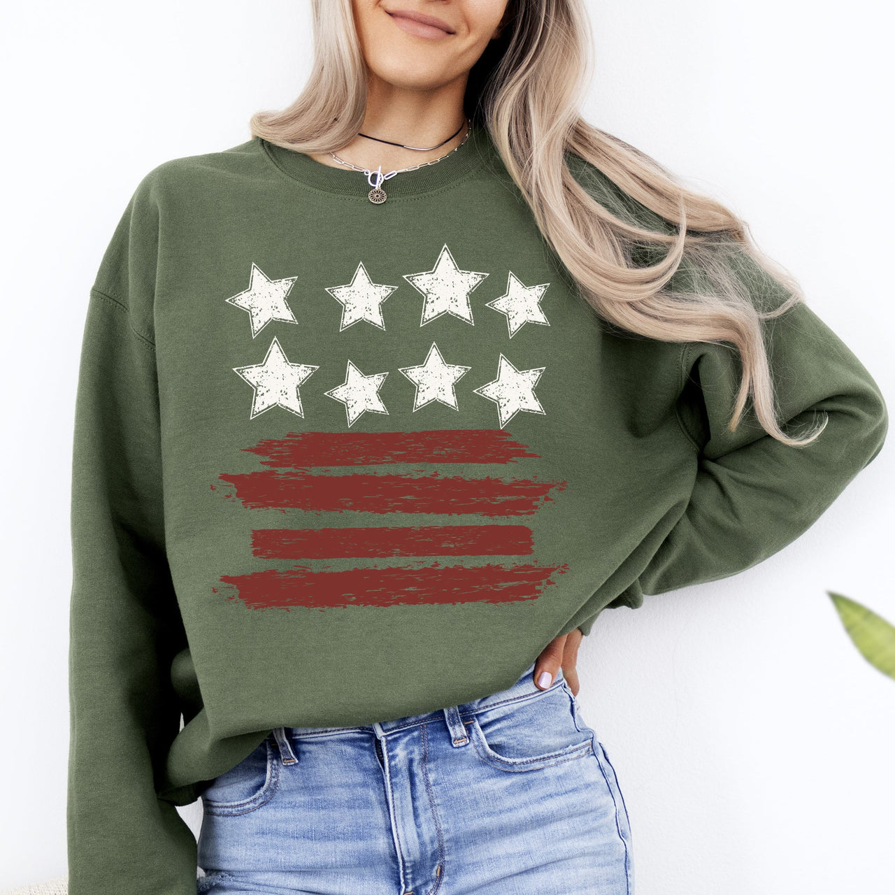 Retro Stars And Stripes Patriotic America Fourth Of July Flag Design Classic Sweatshirt
