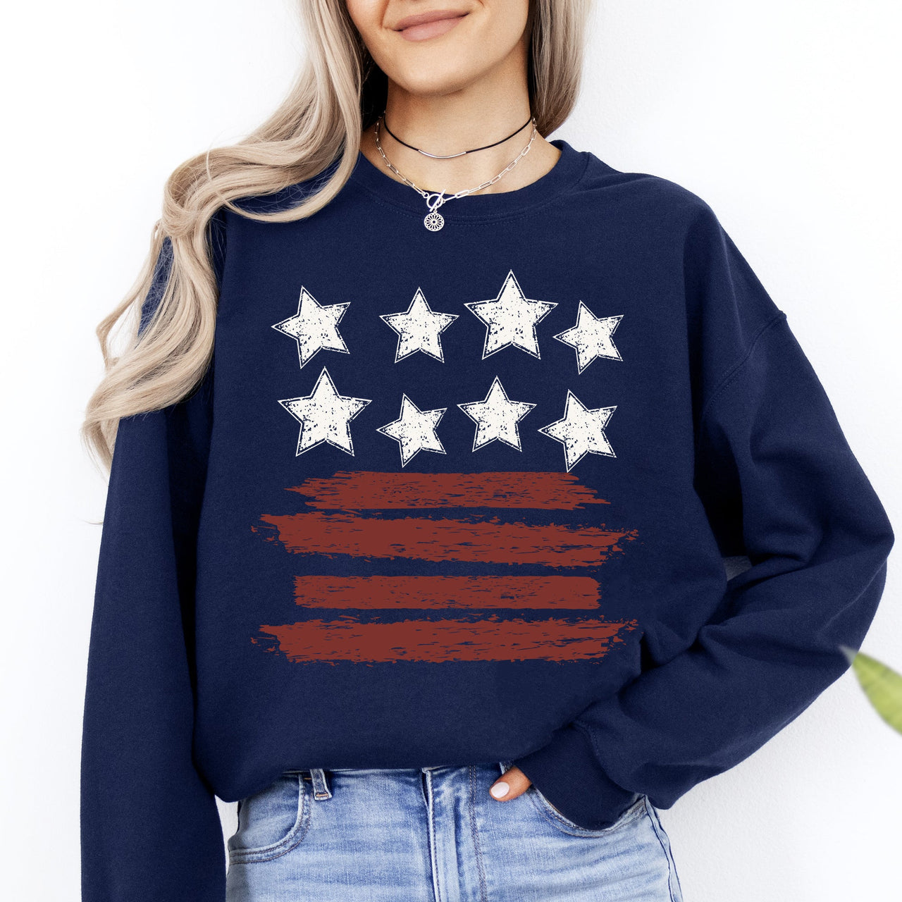 Retro Stars And Stripes Patriotic America Fourth Of July Flag Design Classic Sweatshirt