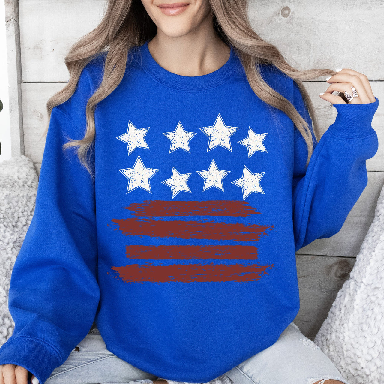 Retro Stars And Stripes Patriotic America Fourth Of July Flag Design Classic Sweatshirt