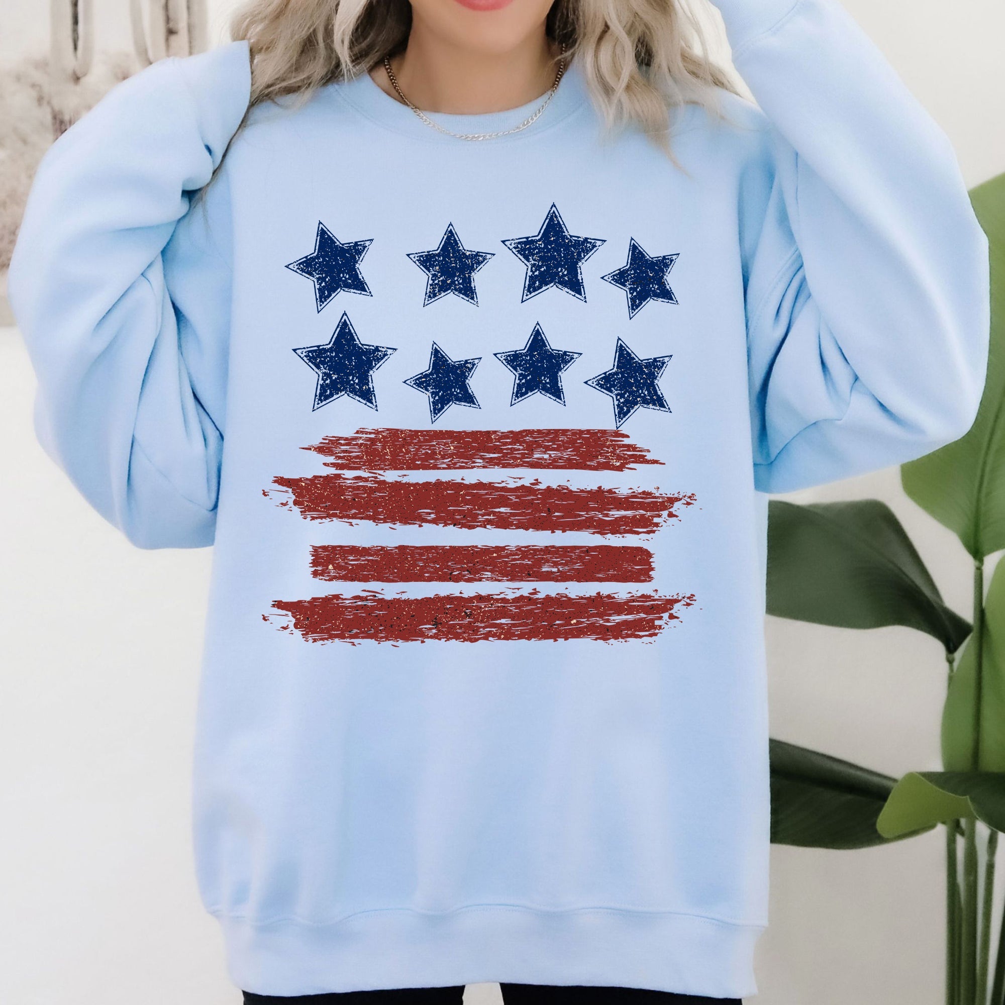 Retro Stars And Stripes Patriotic America Fourth Of July Flag Design Classic Sweatshirt