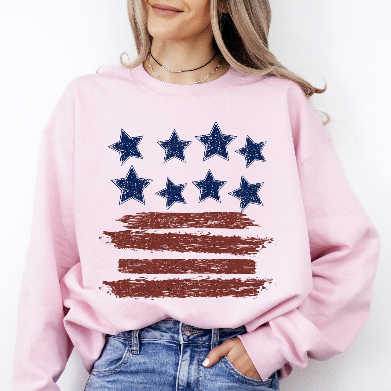 Retro Stars And Stripes Patriotic America Fourth Of July Flag Design Classic Sweatshirt