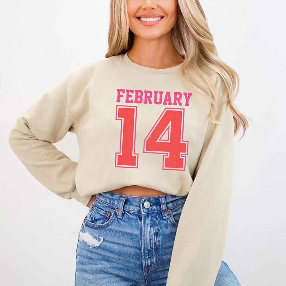 Retro Valentine’s Day Jersey Number FEBRUARY 14 Sweatshirt