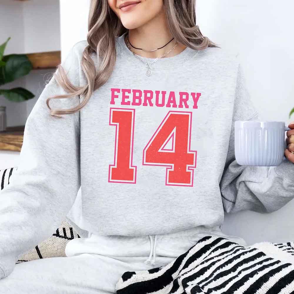 Retro Valentine’s Day Jersey Number FEBRUARY 14 Sweatshirt