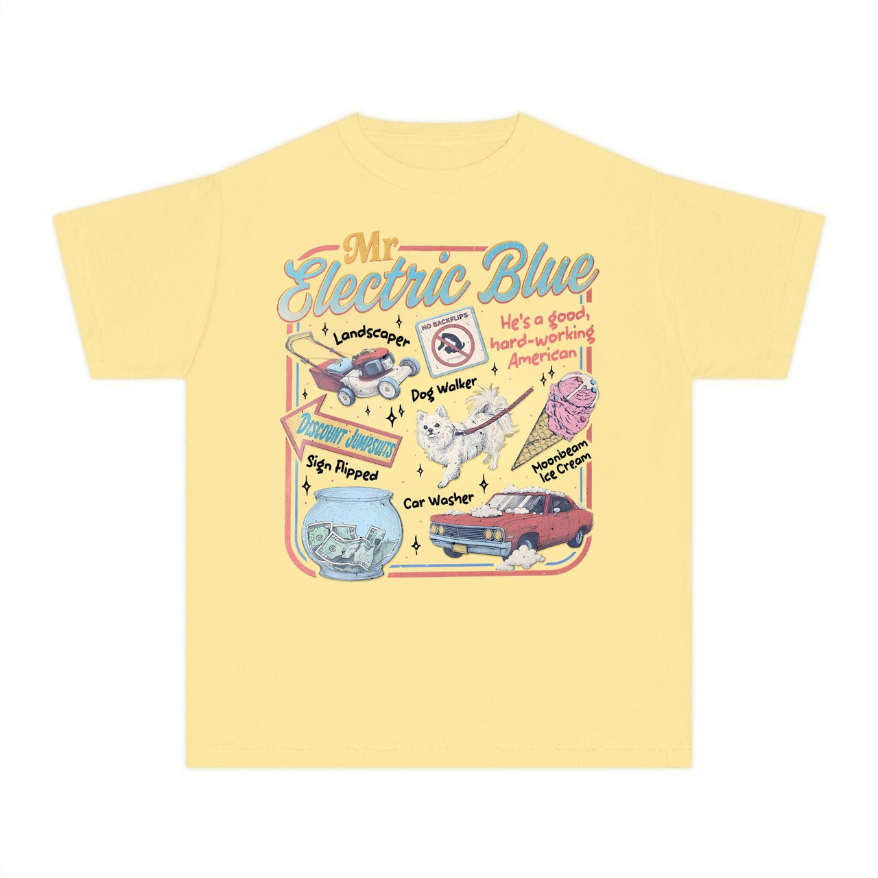 Retro America Band Tee – 2025 Concert Tour Merch, Vintage-Inspired Mr. Electric Blue Shirt, Classic Folk-Rock Fan Apparel