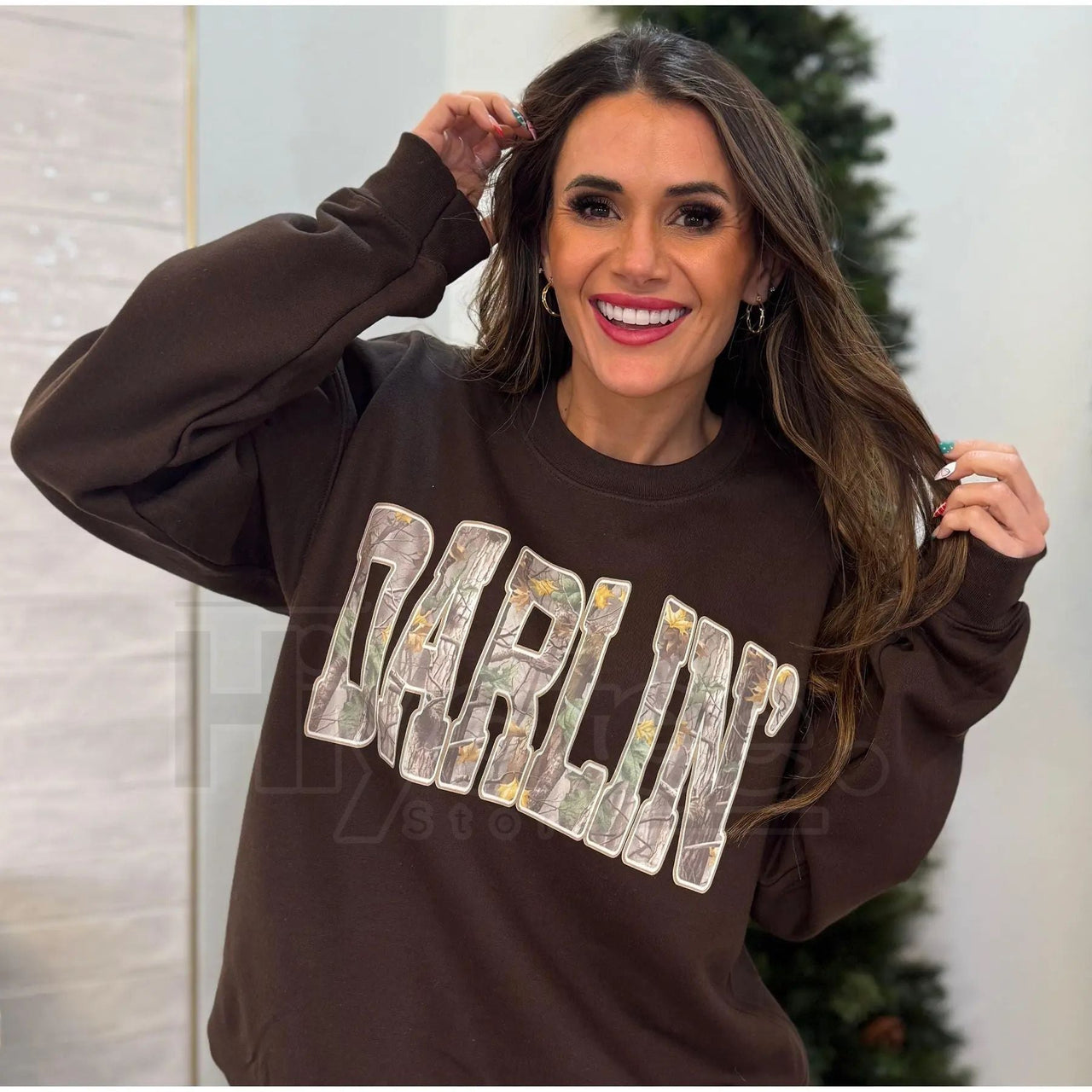 Retro Camo Western Darlin Sweatshirt: Distressed Country Cowboy Concert Top