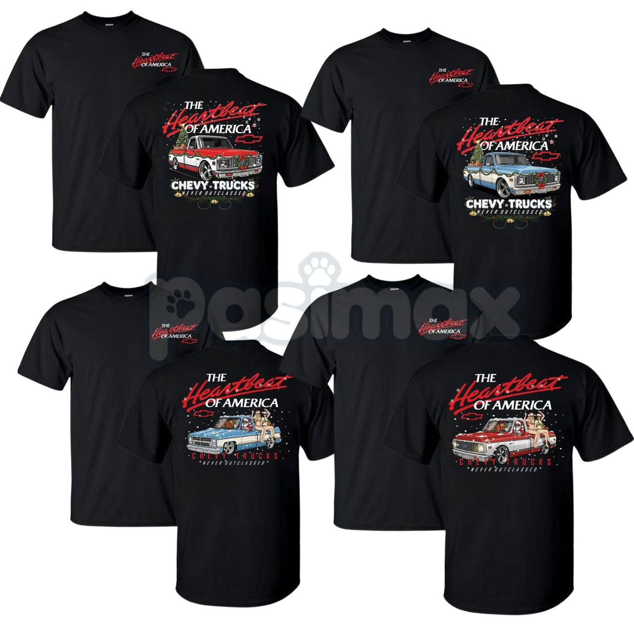 Retro Chevy Heartbeat of America Christmas T-Shirt - Vintage Holiday Automotive Tee, Iconic Chevy Slogan Xmas Gift, American Muscle Fan Apparel