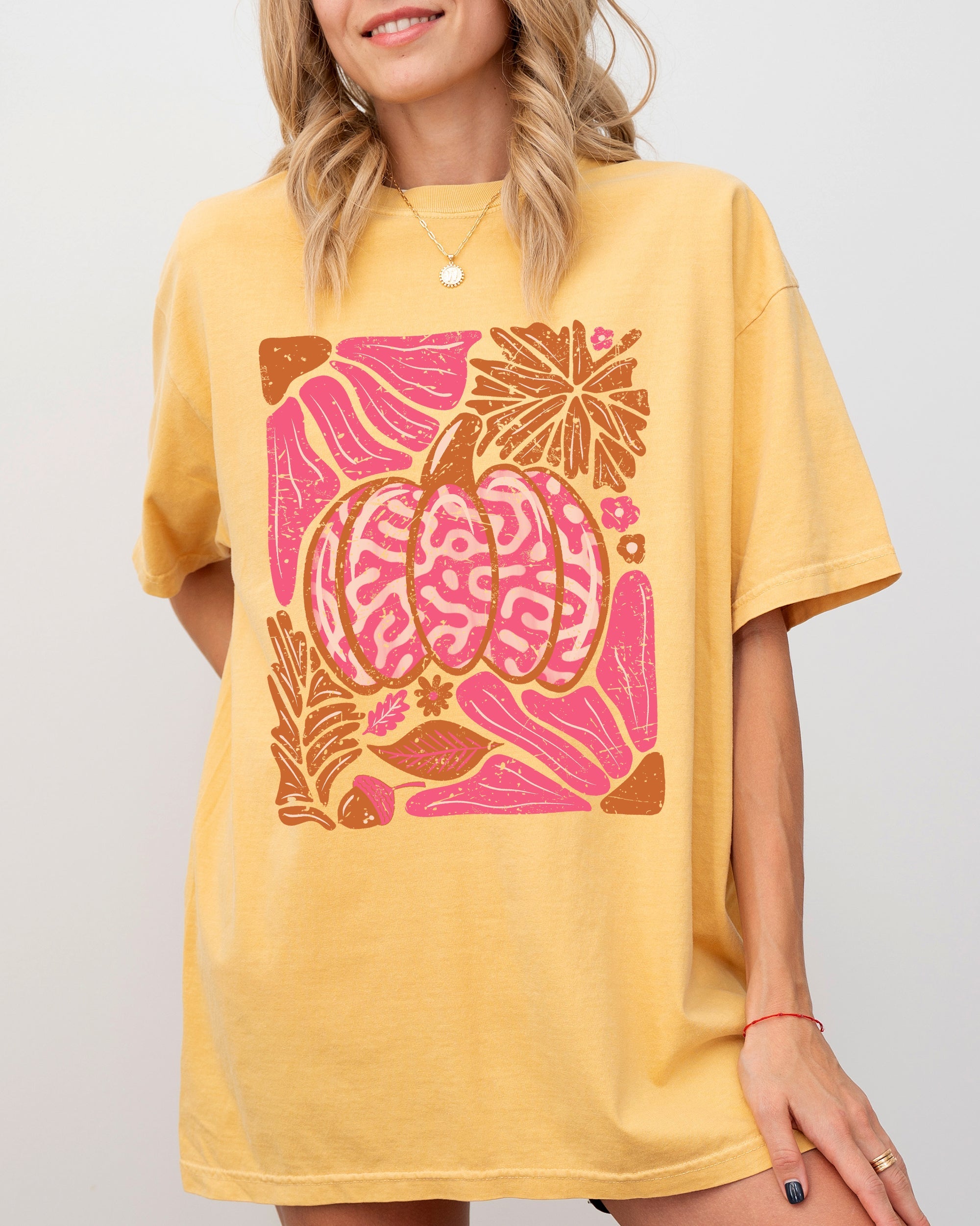 Retro Floral Pumpkin Jack-O-Lantern Harvest Fall Seasonal Design Print Comfort Colors Tee