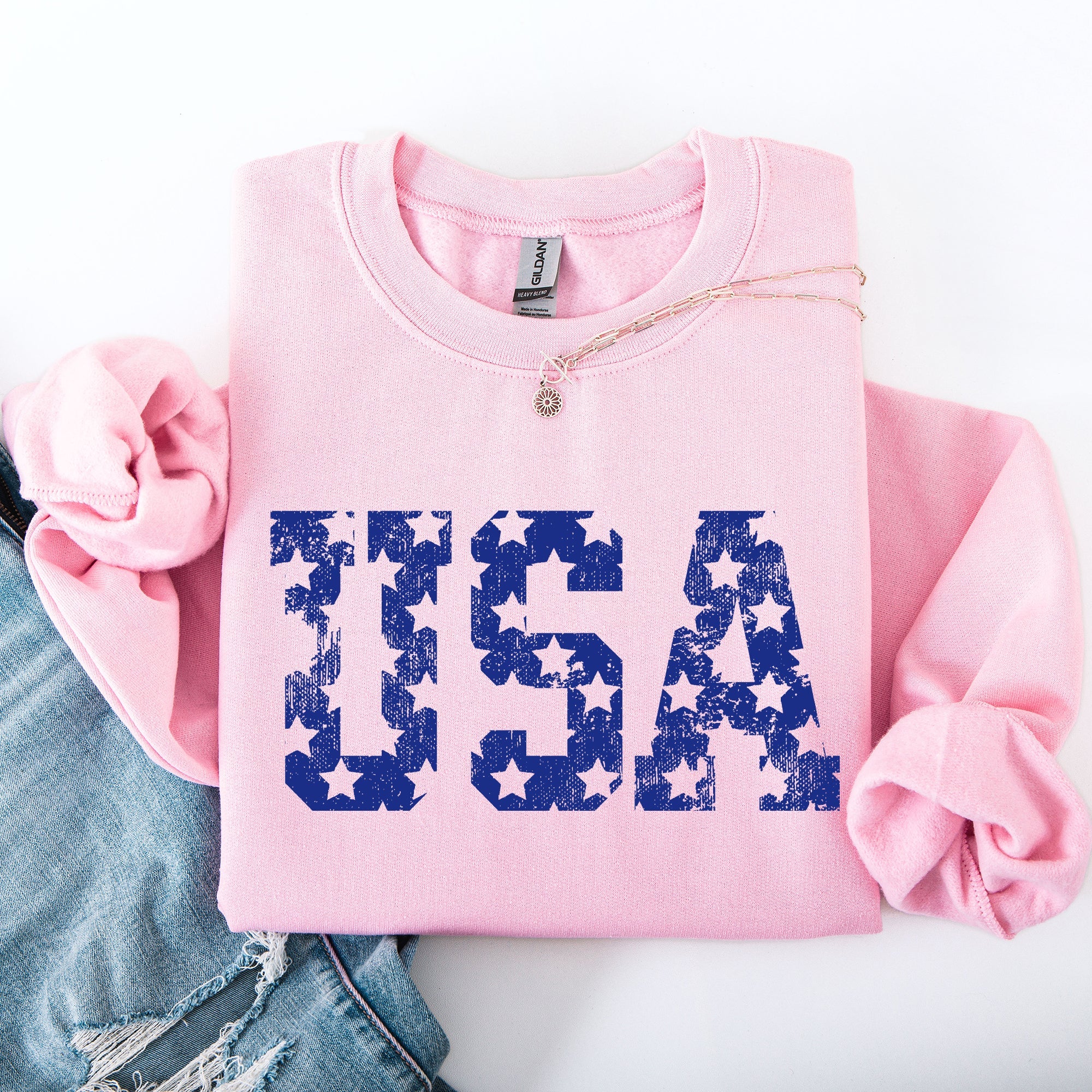 Retro USA Stars Patriotic America 4th Of July American Flag Design Graphic Sweatshirt