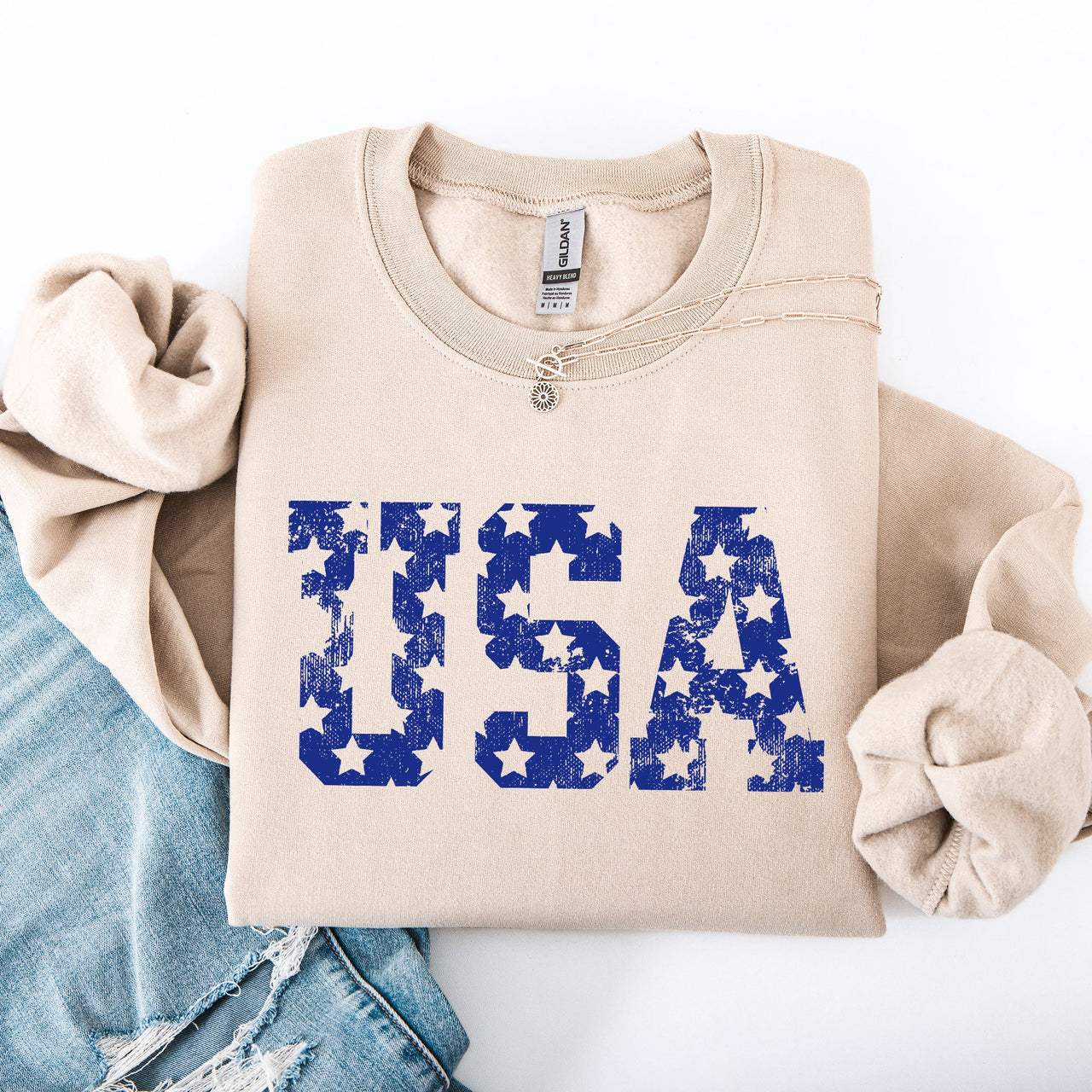Retro USA Stars Patriotic America 4th Of July American Flag Design Graphic Sweatshirt