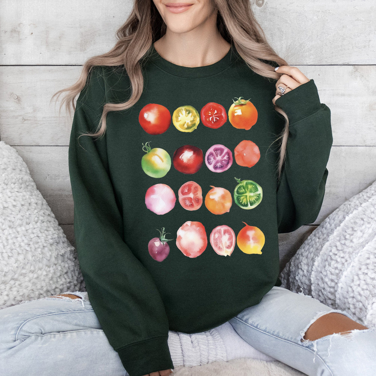 Ripe Tomato Print, Garden Fresh Garden Produce Theme Artwork For Garden Lovers Sweatshirt
