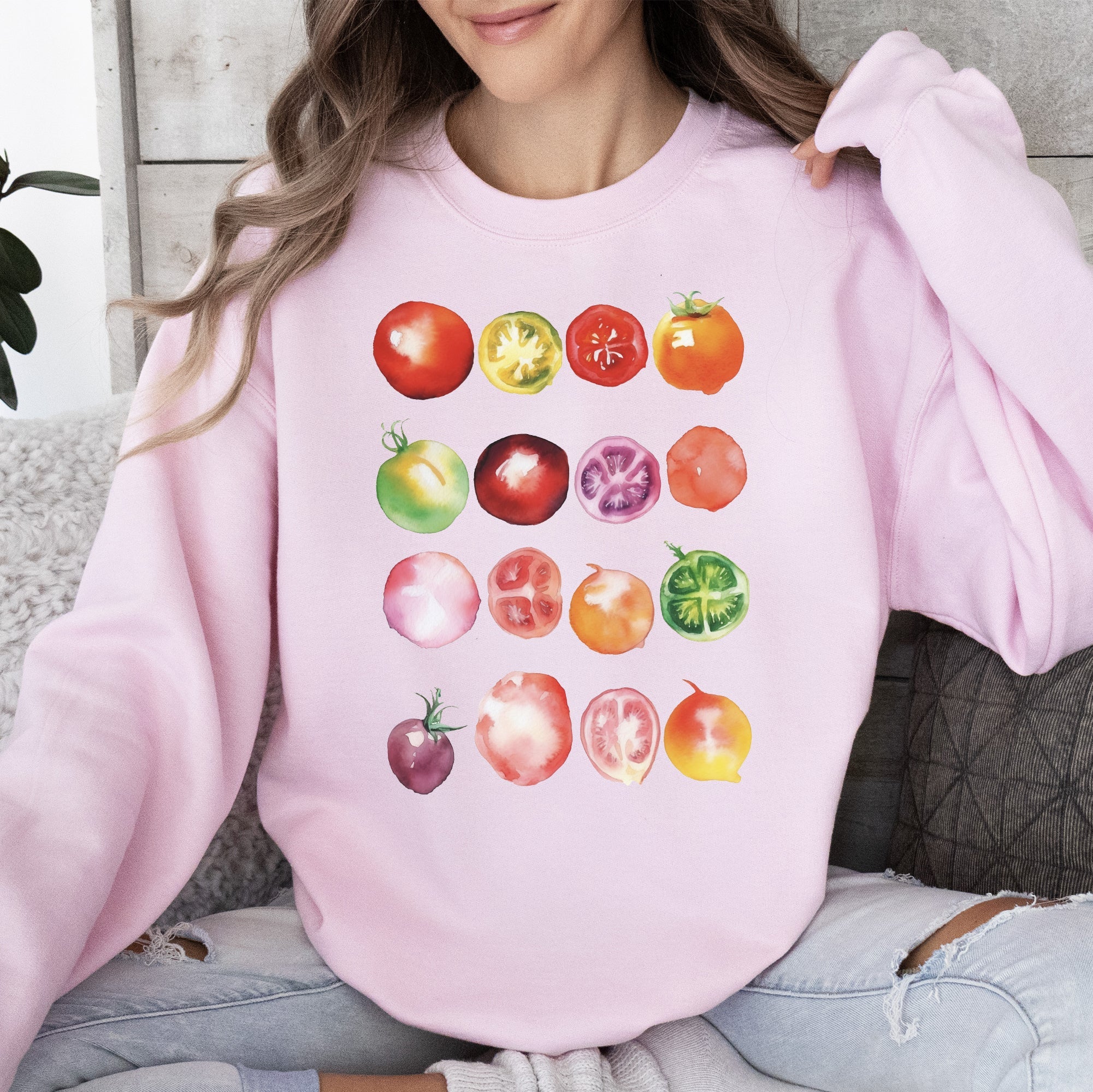 Ripe Tomato Print, Garden Fresh Garden Produce Theme Artwork For Garden Lovers Sweatshirt