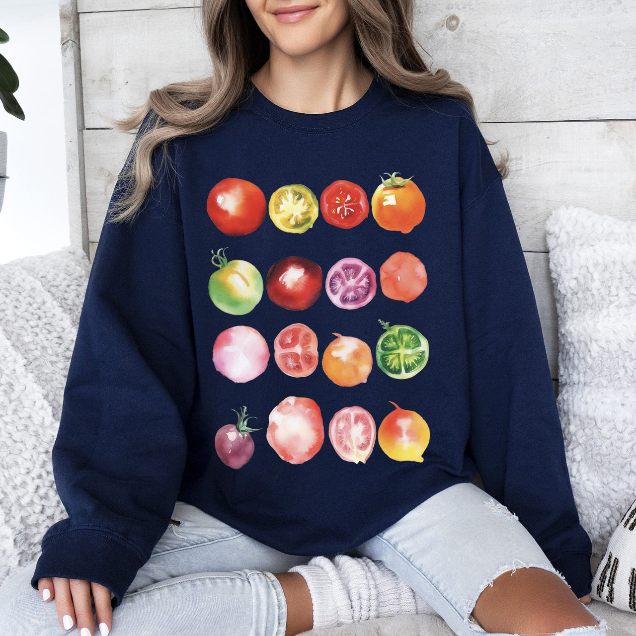 Ripe Tomato Print, Garden Fresh Garden Produce Theme Artwork For Garden Lovers Sweatshirt