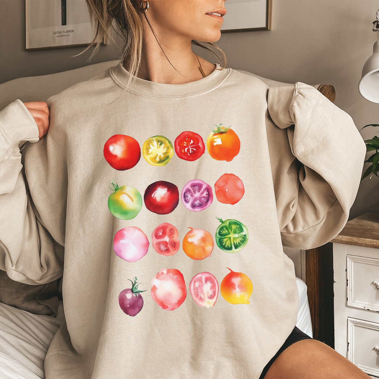 Ripe Tomato Print, Garden Fresh Garden Produce Theme Artwork For Garden Lovers Sweatshirt