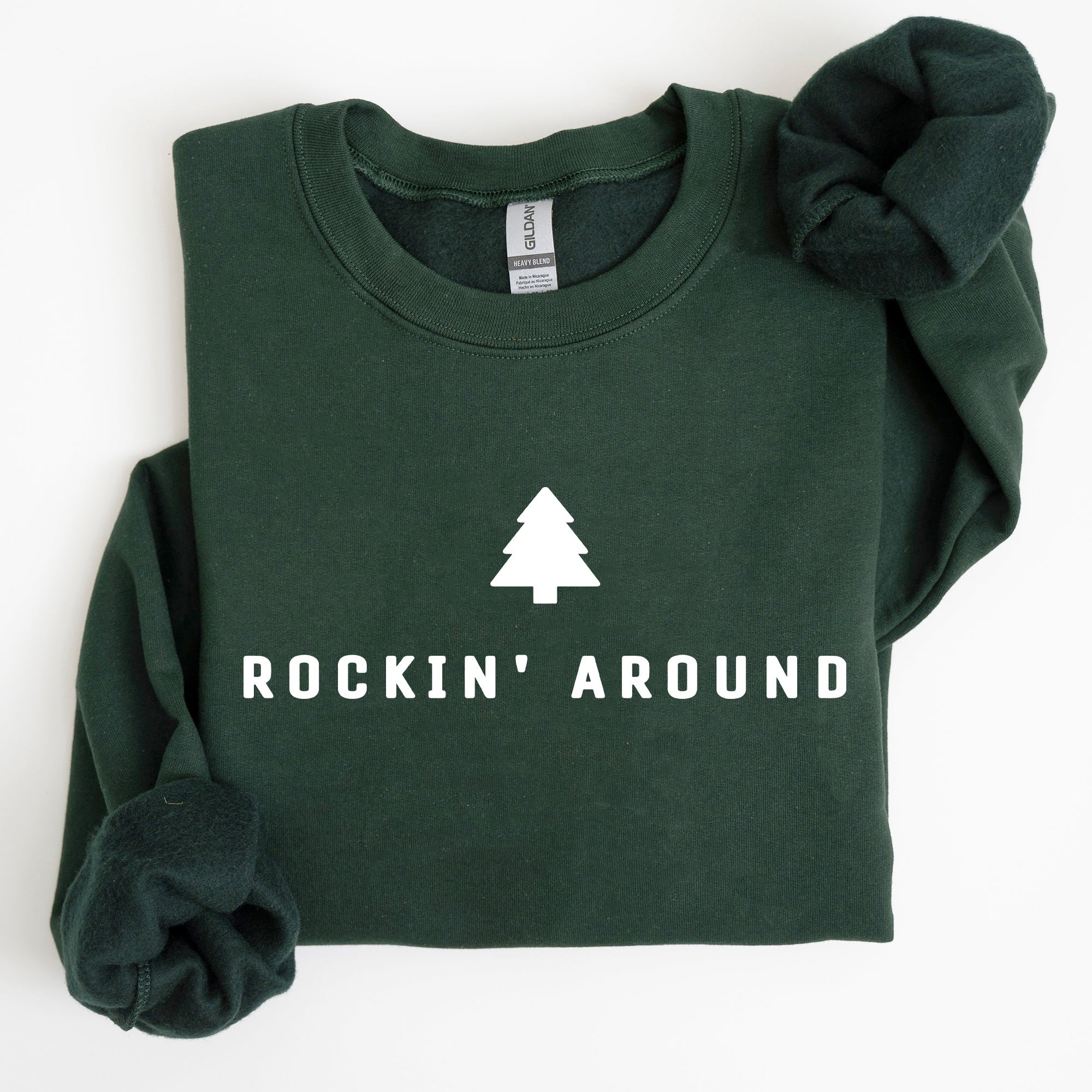 Rockin Around Minimalist Christmas Winter Santa Xmas Holiday Edition Cozy Sweatshirt