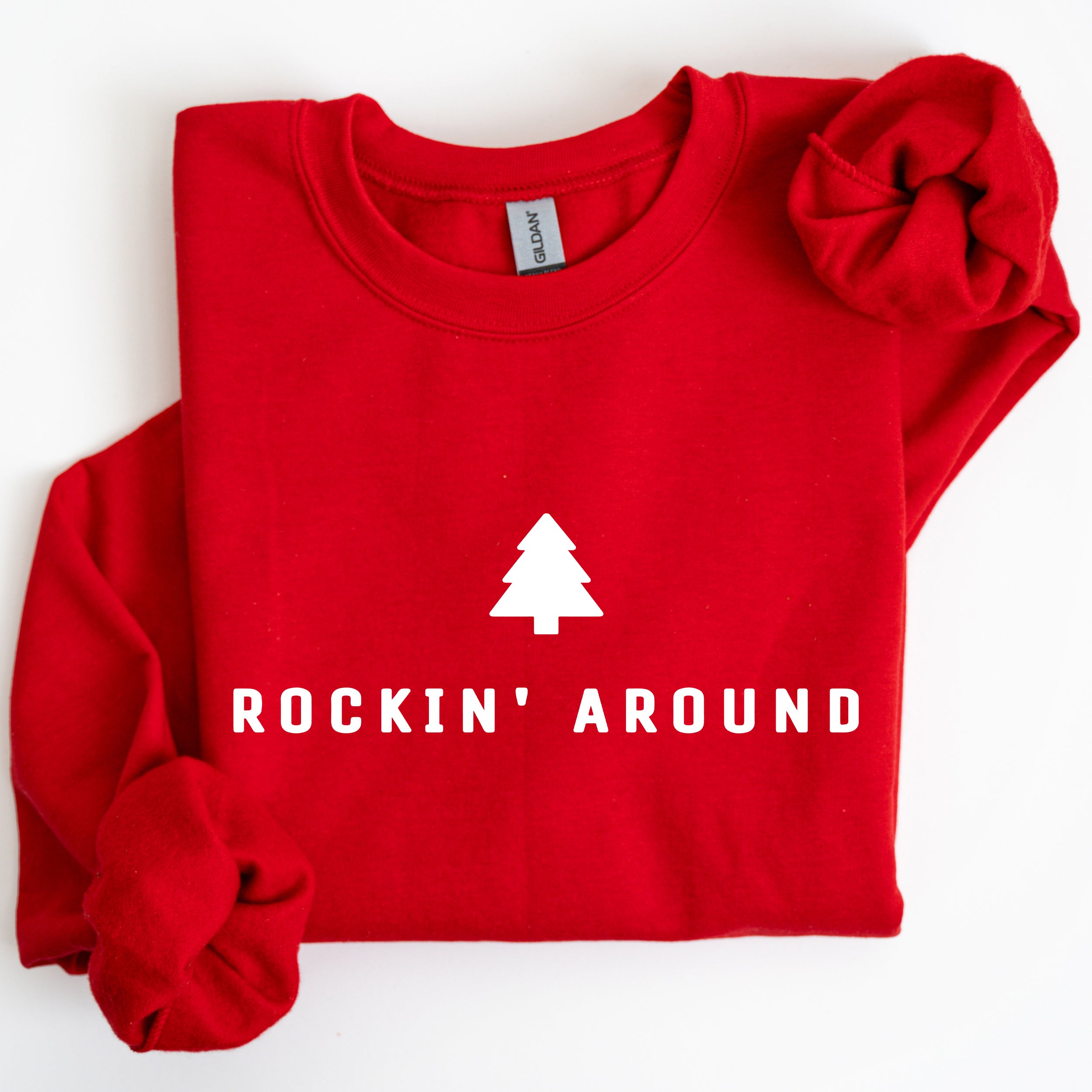 Rockin Around Minimalist Christmas Winter Santa Xmas Holiday Edition Cozy Sweatshirt