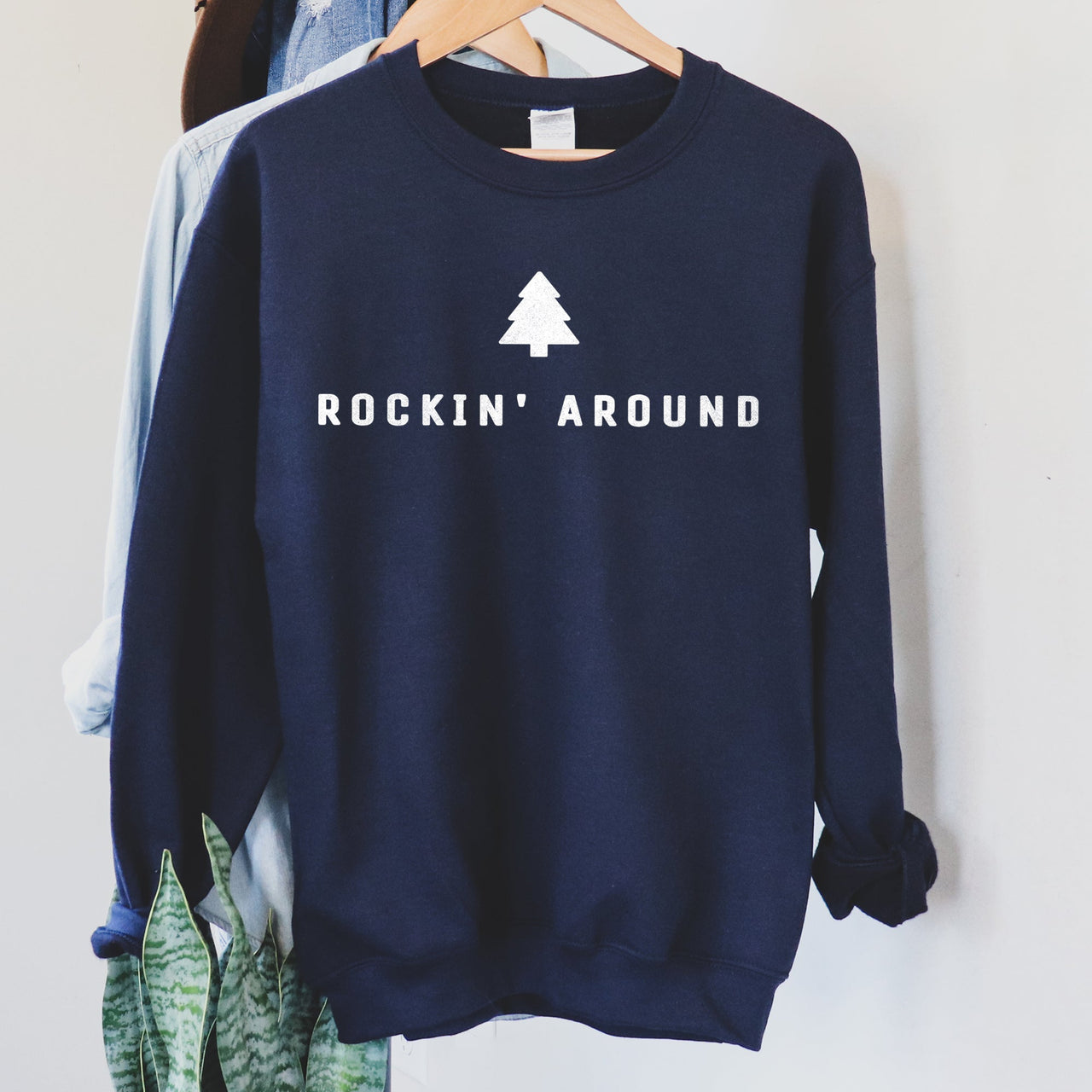 Rocking Around The Christmas Tree Minimalist Holiday Theme Cozy Winter Wear Sweatshirt