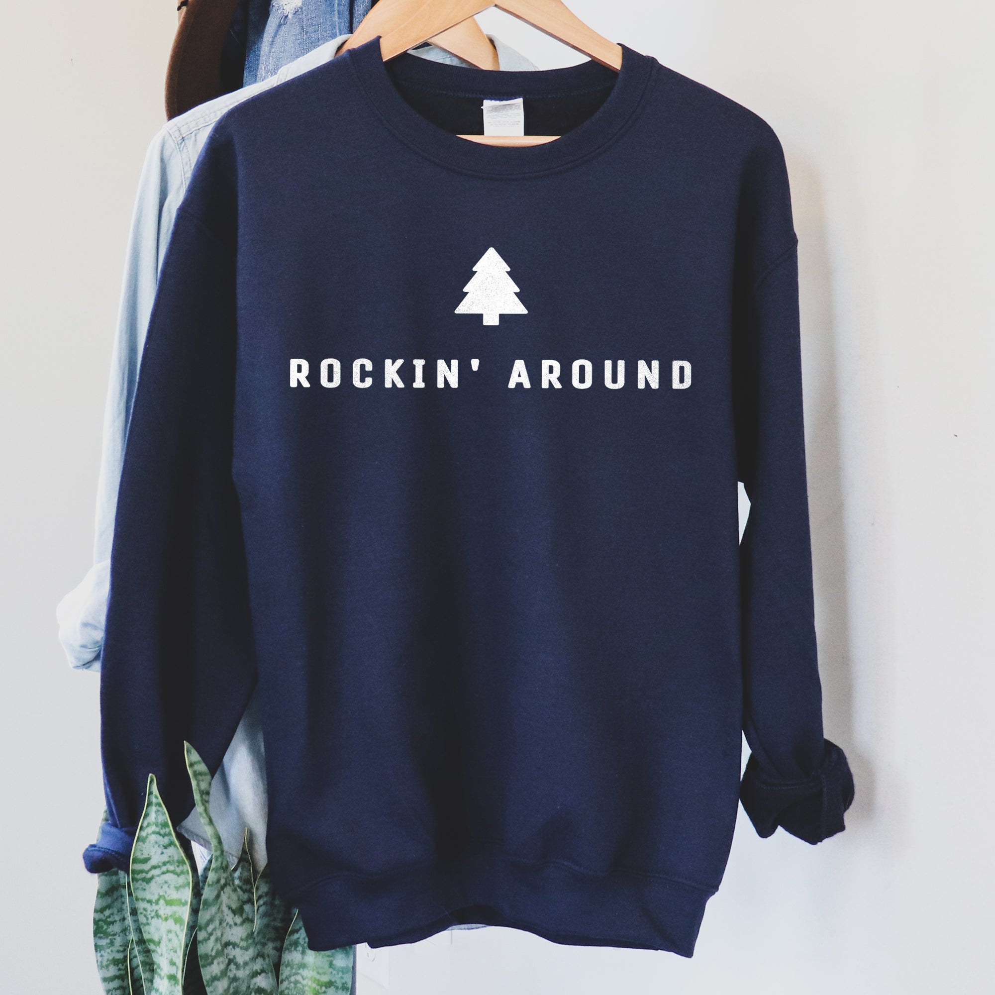 Rocking Around The Christmas Tree Minimalist Holiday Theme Cozy Winter Wear Sweatshirt