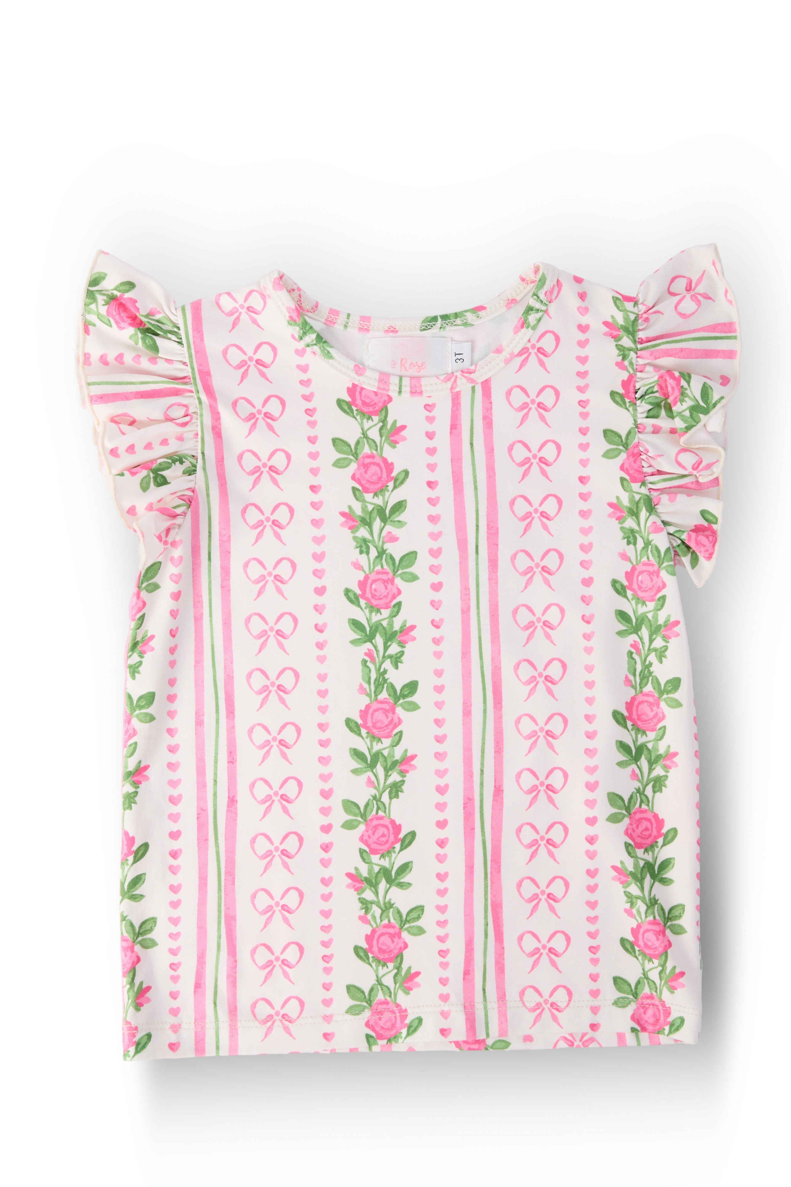 Rosebud Bows S/S Ruffle Tee