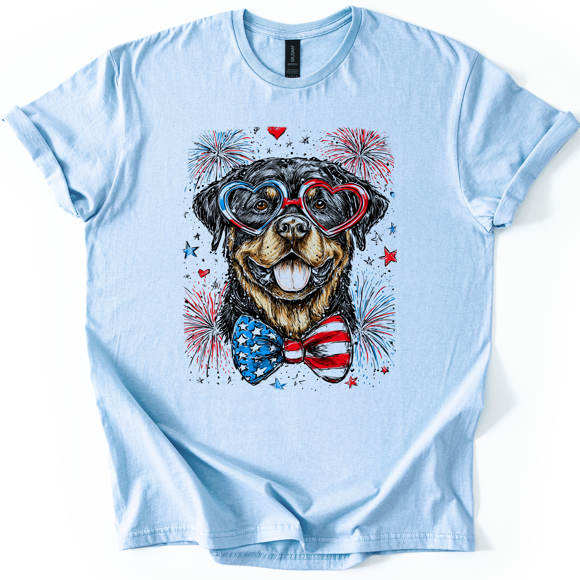 Rottweiler Patriotic Dog USA Pride Fourth Of July Loyal Companion Patriotism Signature For Pet Lovers Graphic Tee