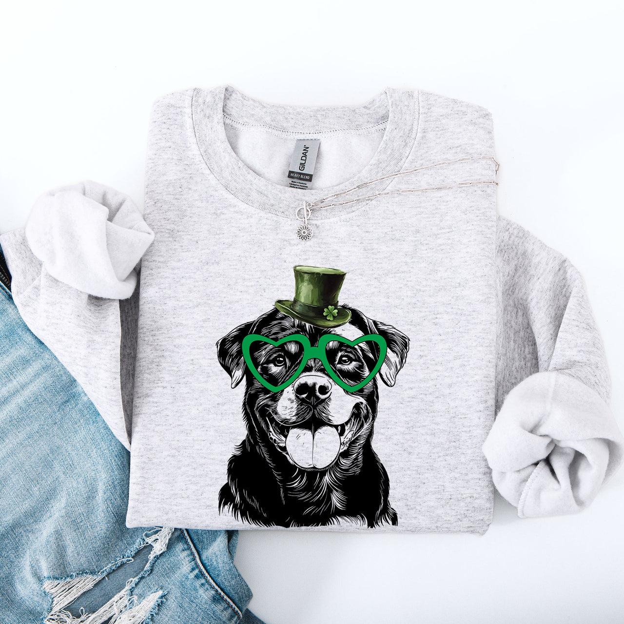 Rottweiler Adorable Dog St Patrick's Day Lucky Irish Shamrock Spirit Celebration Sweatshirt