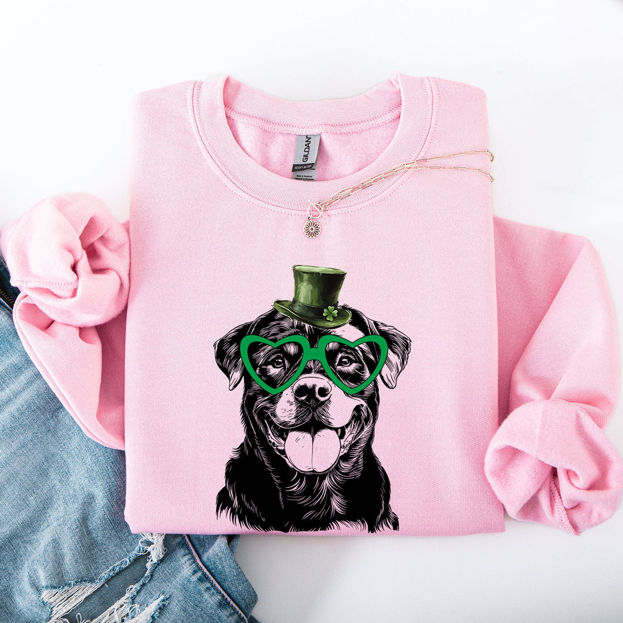 Rottweiler Adorable Dog St Patrick's Day Lucky Irish Shamrock Spirit Celebration Sweatshirt