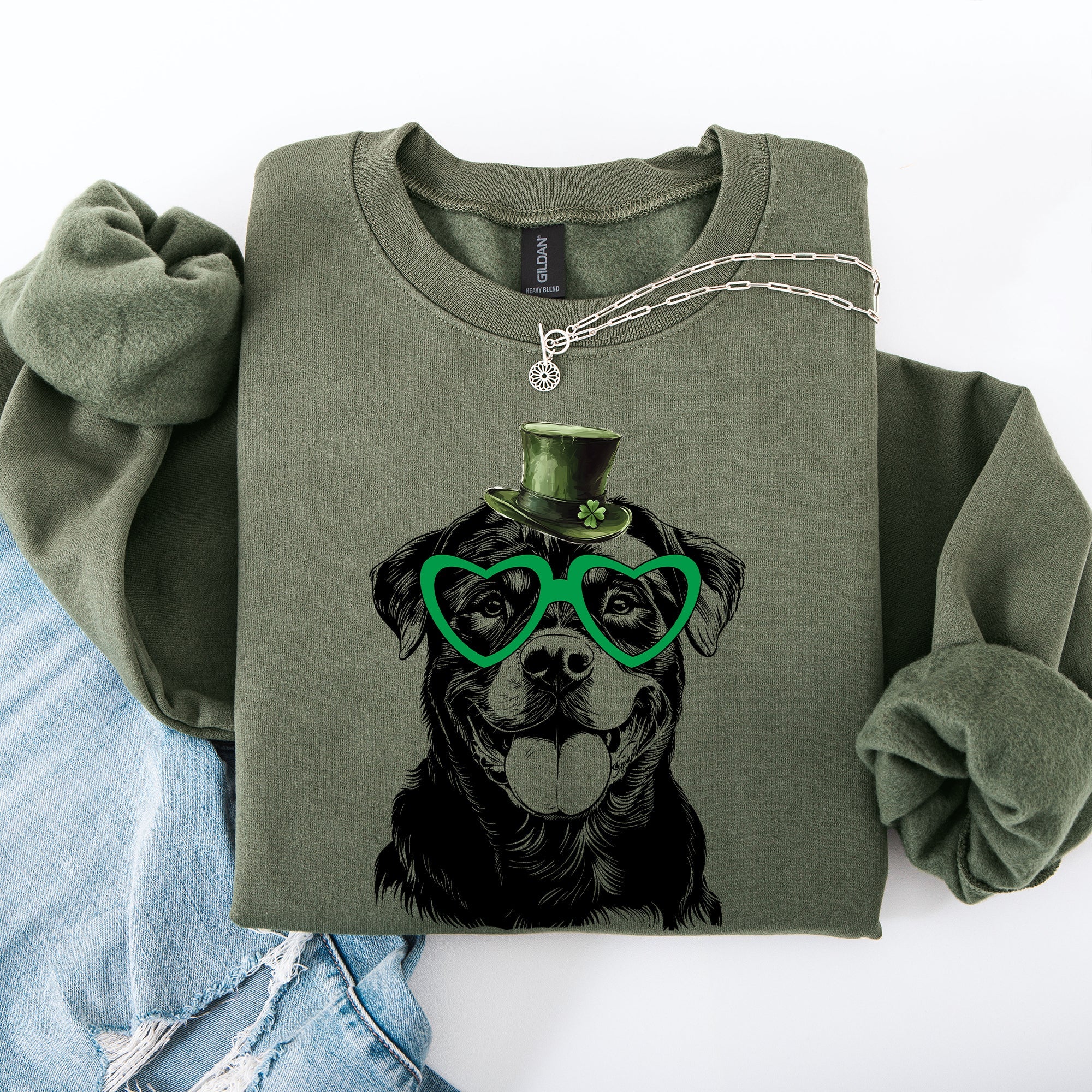 Rottweiler Adorable Dog St Patrick's Day Lucky Irish Shamrock Spirit Celebration Sweatshirt