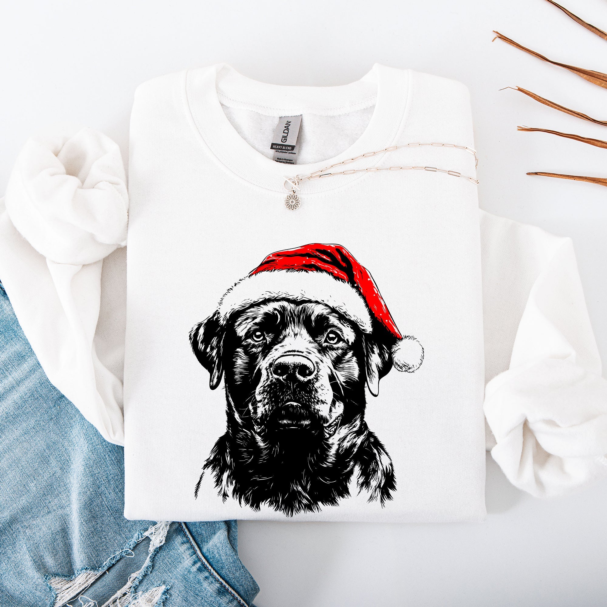 Rottweiler Santa Christmas For Dog Lovers Cozy Festive Winter Holiday Premium Sweatshirt