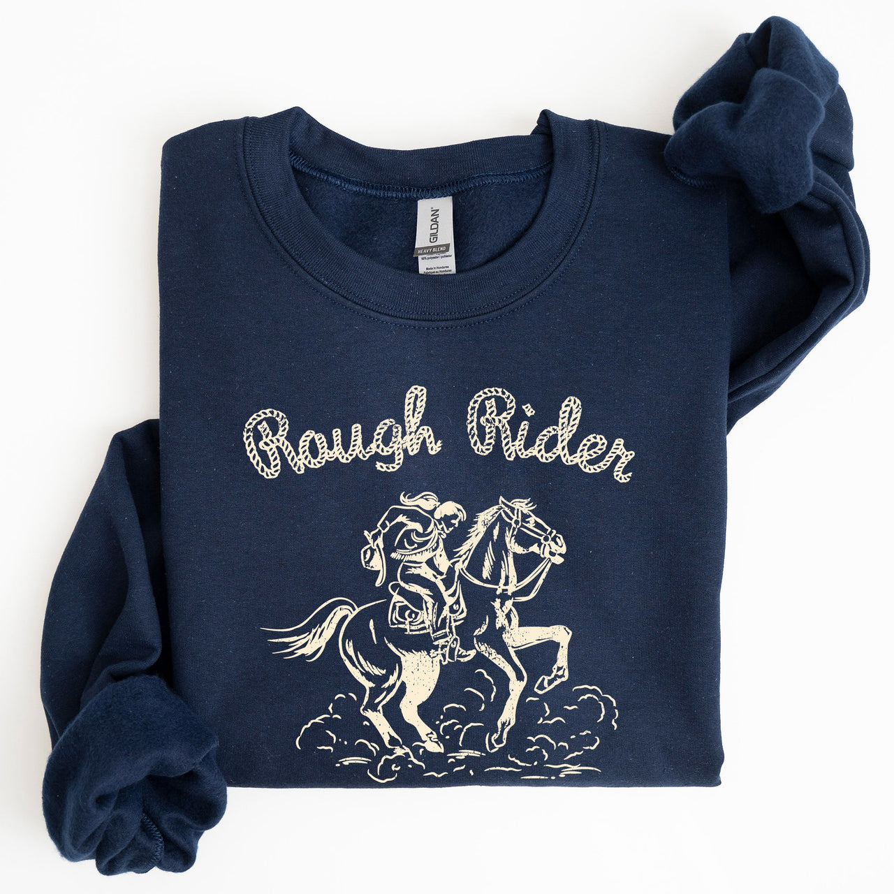 Rough Rider, Cowgirl, Horse, Rodeo Western Heritage Illustration Graphic Sweatshirt