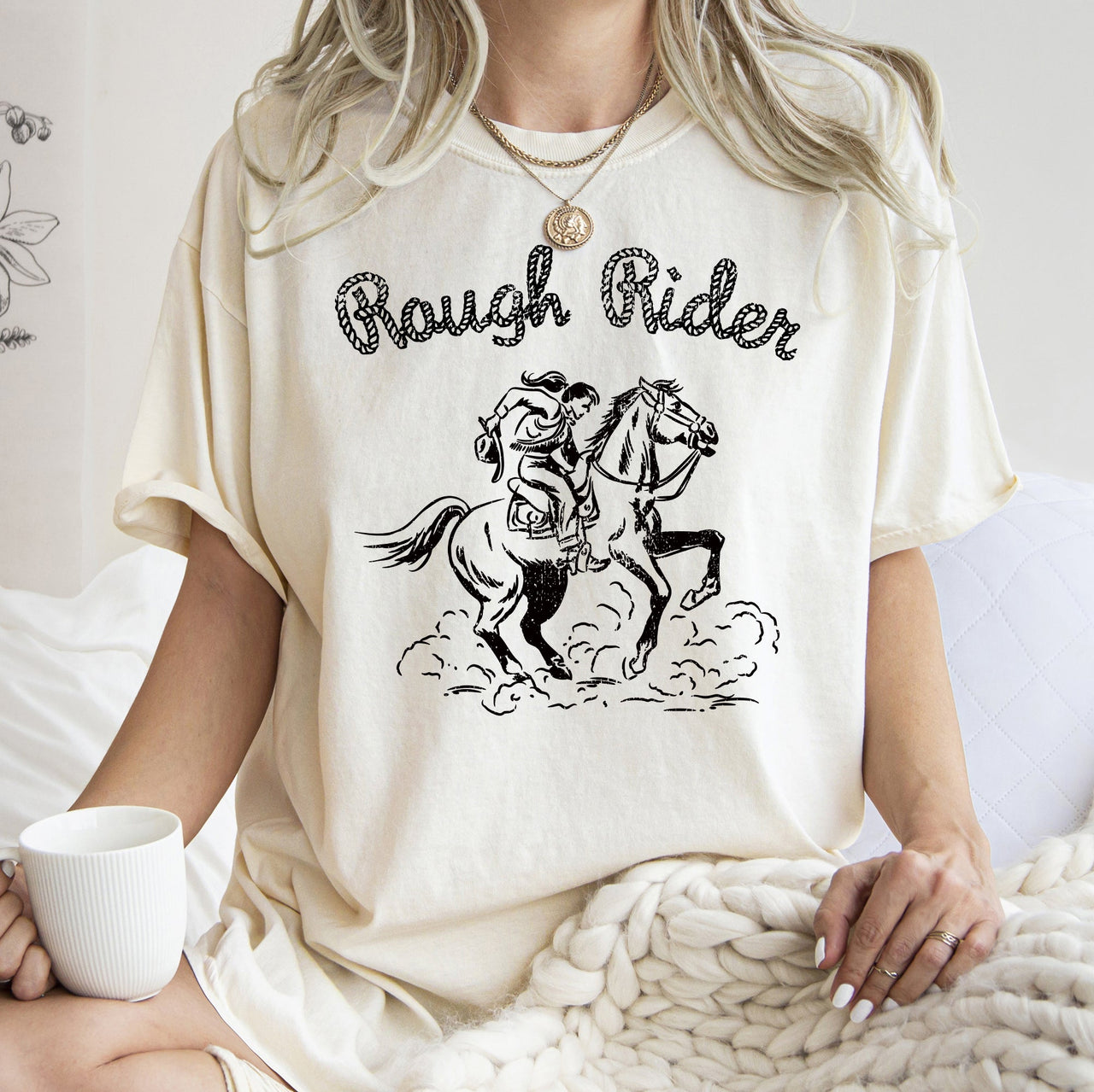 Rough Rider Rodeo Cowboy Western Cowgirl Horse Bronco Classic Comfort Colors Tee