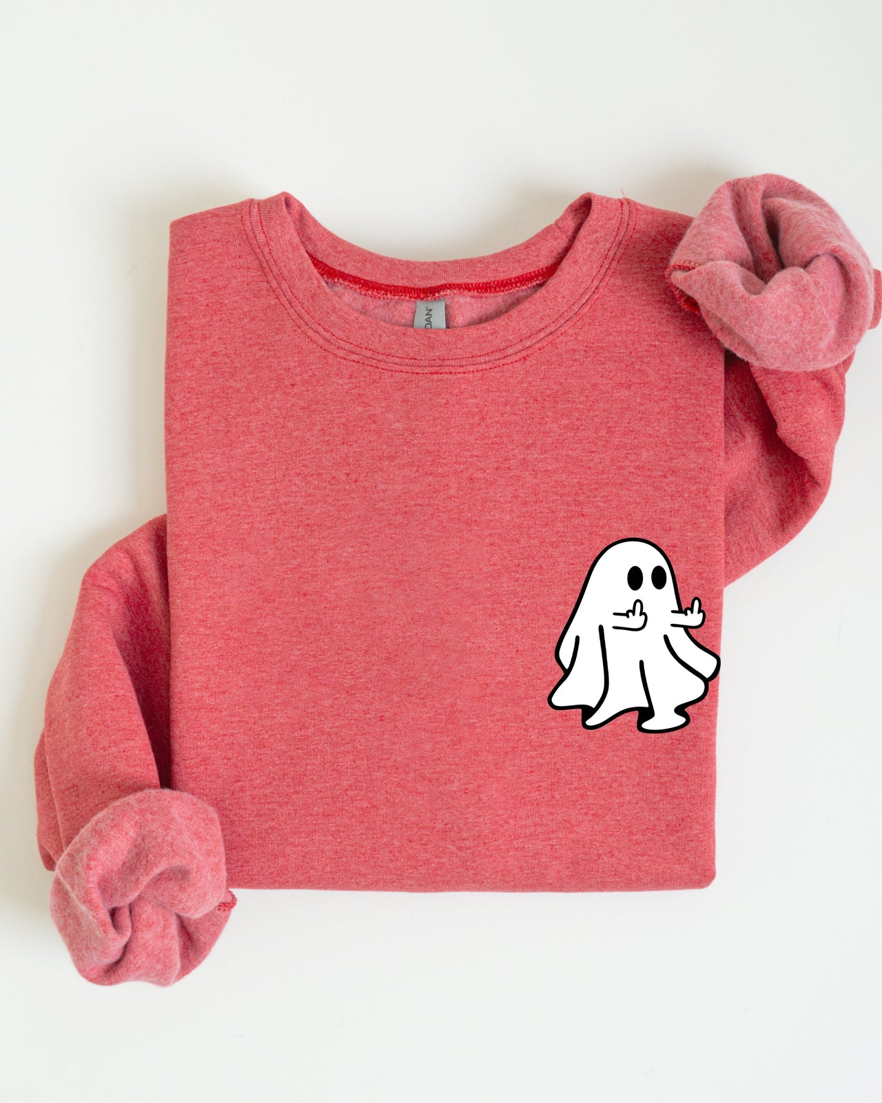 Rude Ghost Pocket Print Middle Finger Crude Vulgar Meme Halloween Edition Sweatshirt