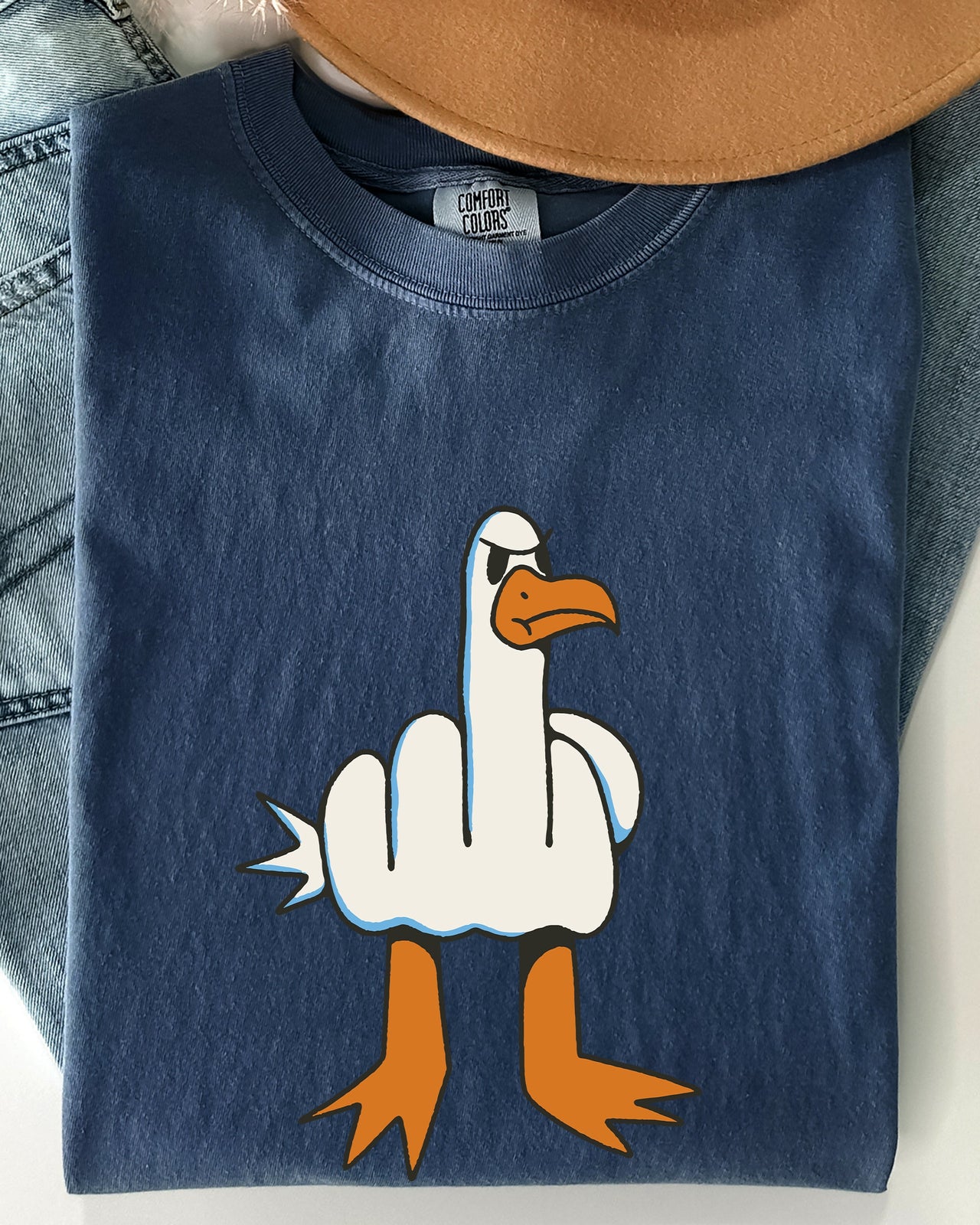 Rude Seagull Middle Finger Vulgar Crude Aesthetic Meme Collection Comfort Colors Tee