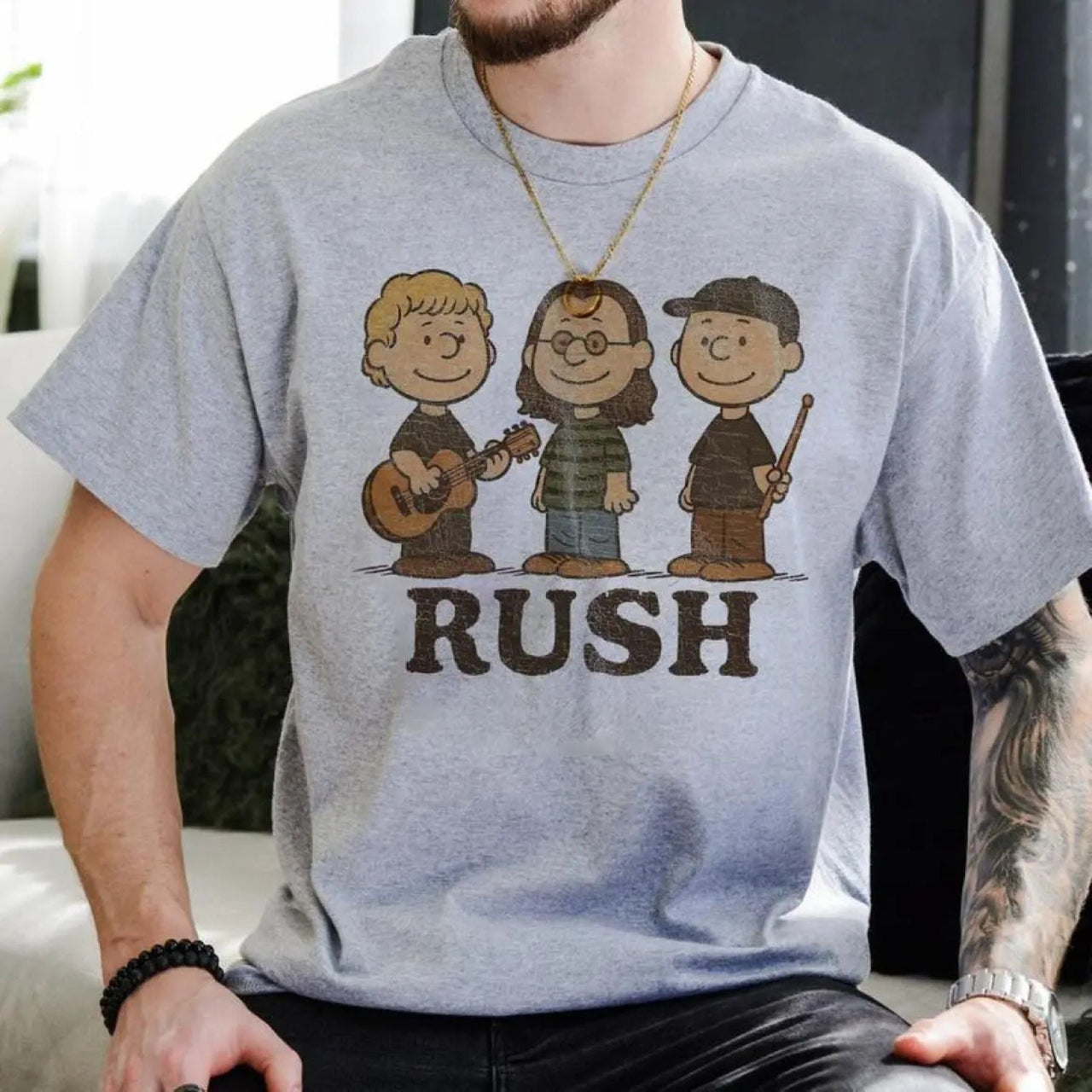 Rush Band Cartoon T-Shirt - Retro Rock Music Fan Tee, Cute Vintage Graphic Shirt
