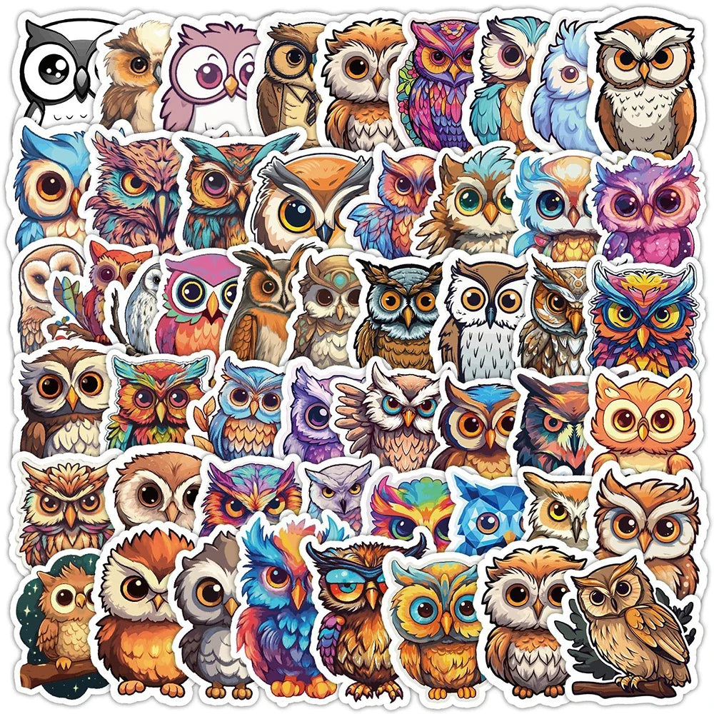 10/30/50pcs Cartoon Funny Cute Animal Owl Graffiti Creative Stickers Laptop Suitcase Notebook Stationery Sticker for Kids Toys