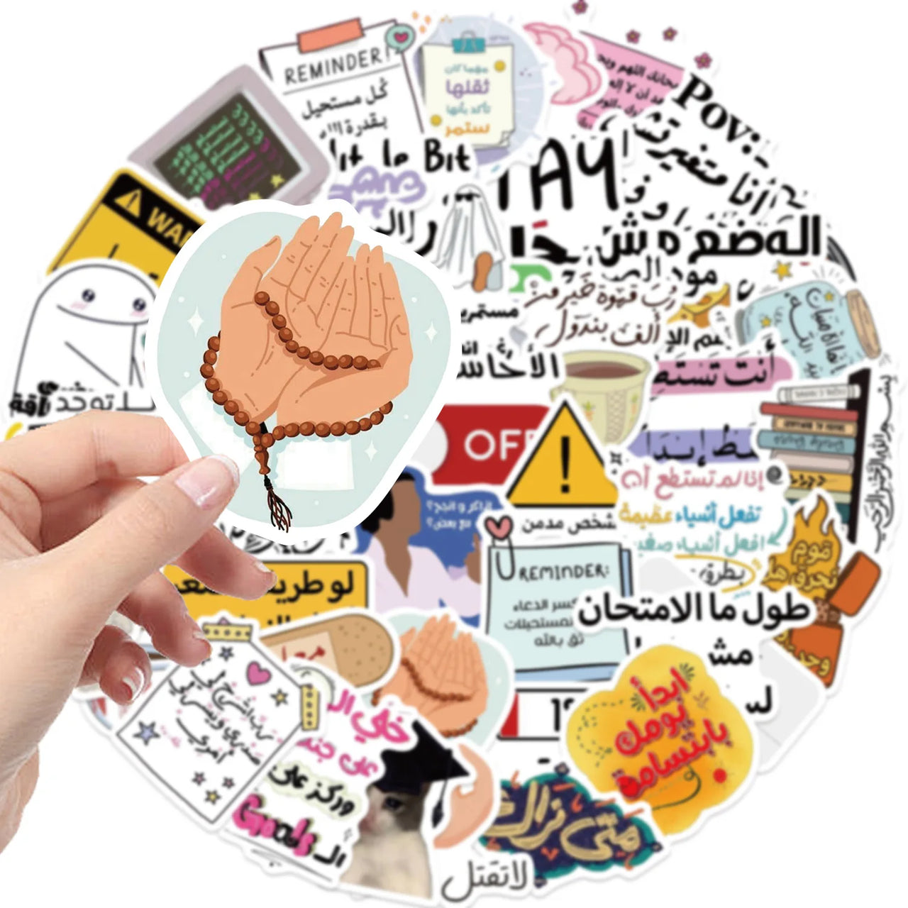 50/100PCS Cartoon Arabic Graffiti Stickers Decorative Guitar Notebook Luggage DIY Waterproof Stationery Stickers