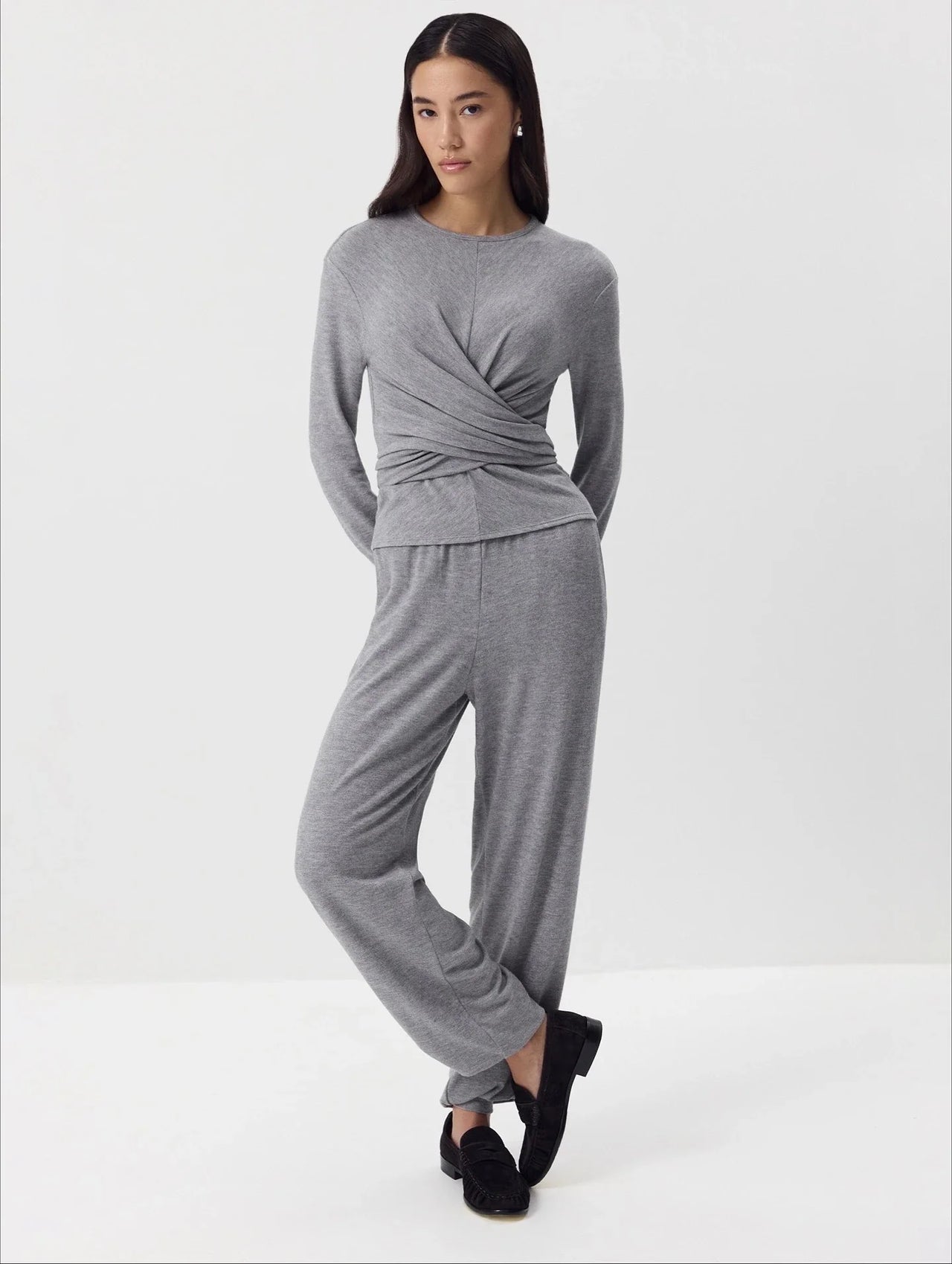 Hirsionsan Modal Soft Loose Sets Women 2026 Casual Two Pieces Long Sleeve T Shirts and High Waist Dresses Outfits Tracksuit