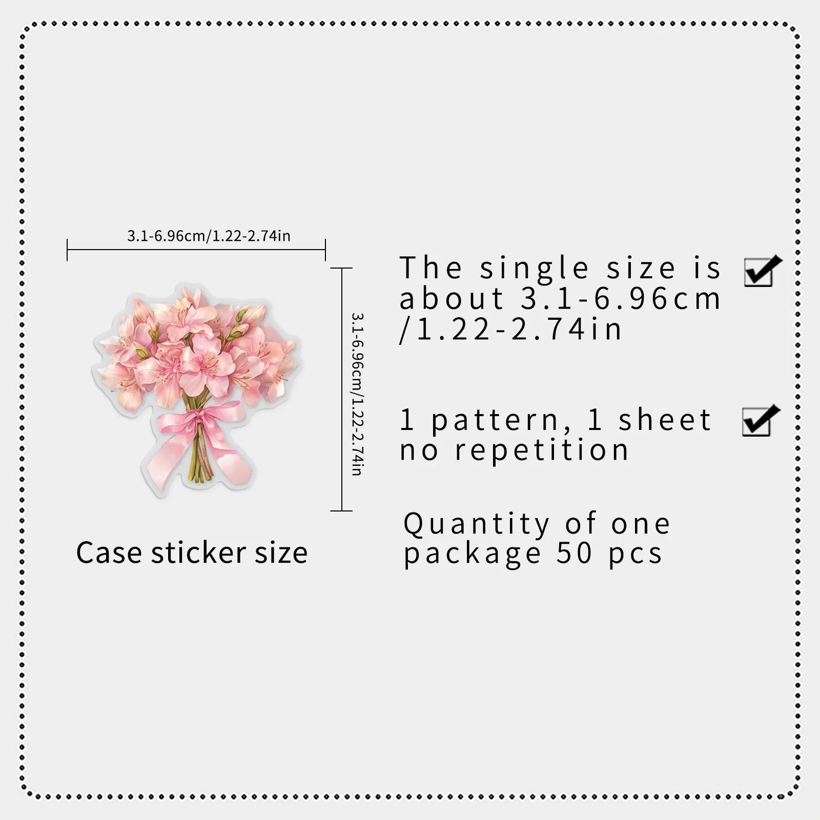 50/100PCS Bouquet Transparent PET Stickers Cartoon Plant Flower Waterproof Stationery box DIY Notebook Stickers