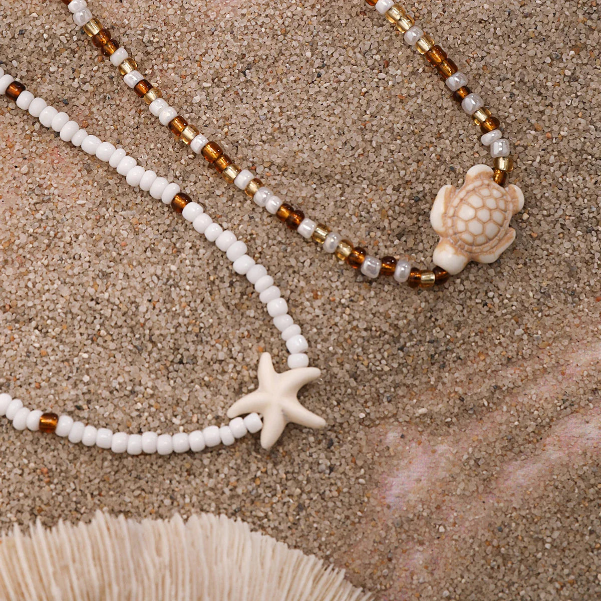 Layered Small Seed Beads Chains with Starfish Turtle Choker Necklace for Women Trendy Collar on Neck 2023 Fashion Jewelry Female