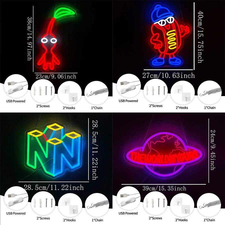 Game Led Neon Sign, 3D Carved Icon Wall Decor, Usb Powered, Used For Room, Club, Game Room, Office, Man Cave Art Wall Lamp.