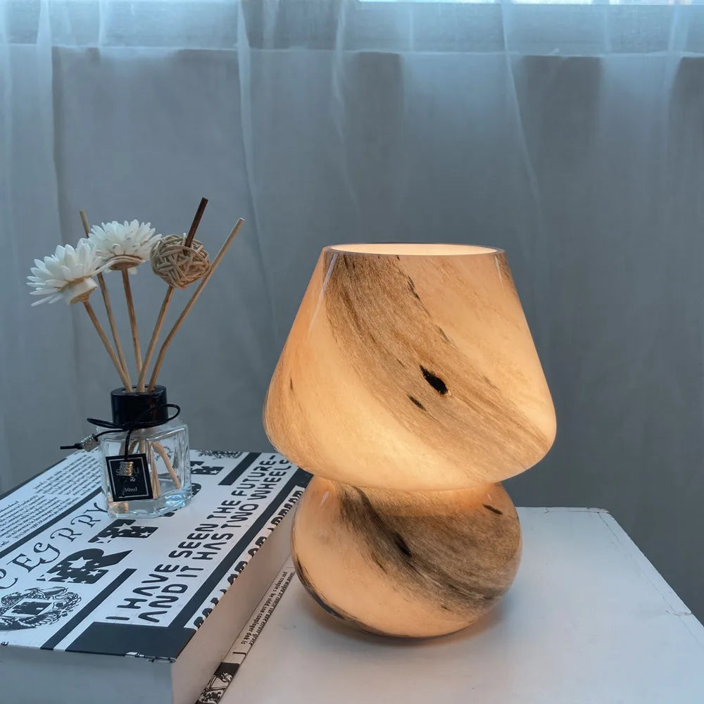 Ins Medieval Style Handmade Glass Mushroom Table Lamp Planet Bedroom Creative Bedside Earth Moon Mars Night Lamp Drop Shipping