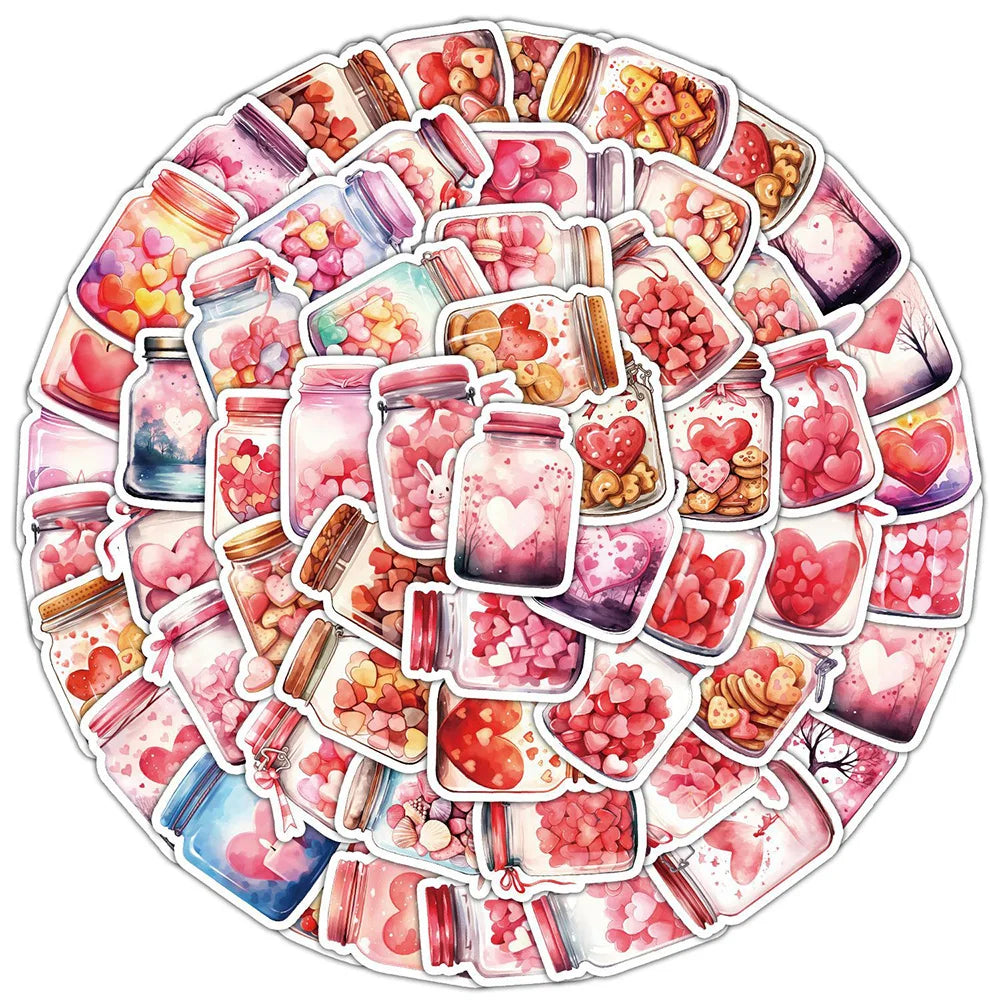10/30/50pcs Cute Funny Pink Love in a Bottle Cartoon Stickers INS Style Decals Fridge Laptop Notebook Graffiti Sticker Kids Toys