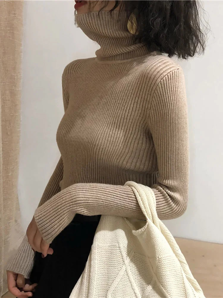 Turtleneck Sweater Womens 2026 Autumn Winter Tops Korean Slim Women Pullover Jumper Knitted Sweater Pull Femme Hiver Truien