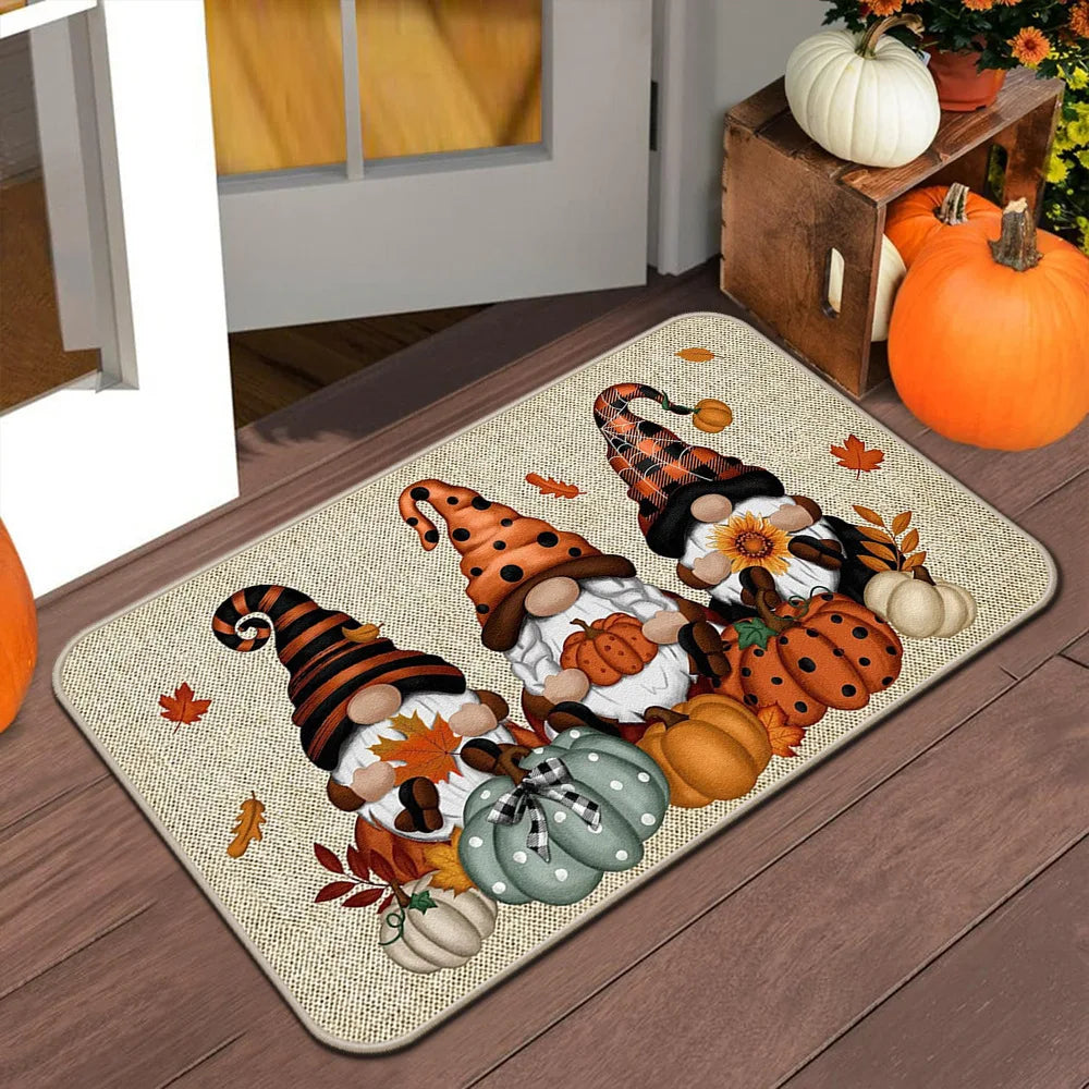 VIKAMA Halloween Autumn Door Mat Thanksgiving Welcome Mat Indoor/Outdoor Anti-Slip Carpet Home Decoration